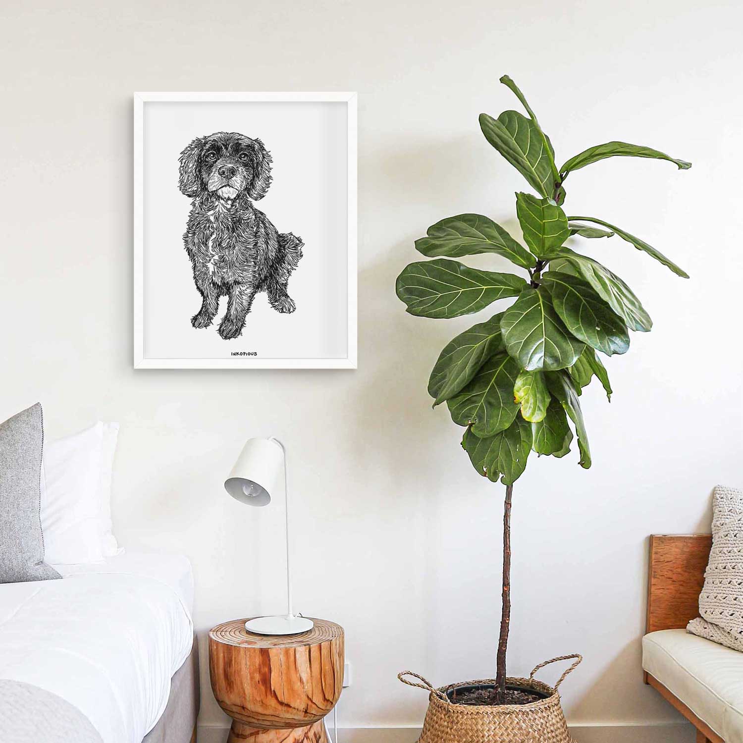 Doodled Bama the Cocker Spaniel Mix Art Print