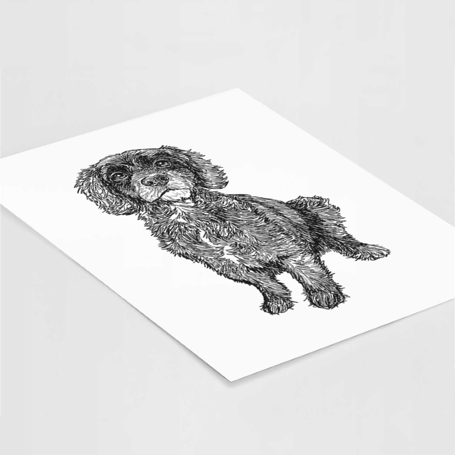 Doodled Bama the Cocker Spaniel Mix Art Print