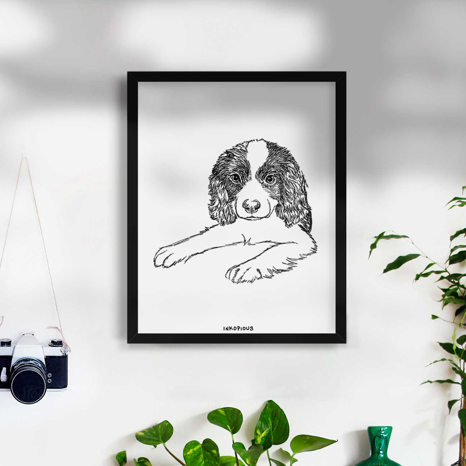 Doodled Bandit the English Springer Spaniel Puppy Art Print