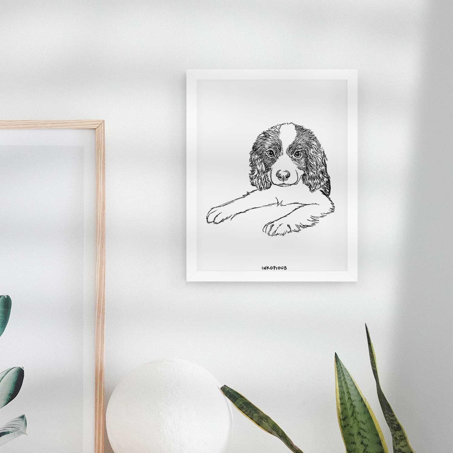 Doodled Bandit the English Springer Spaniel Puppy Art Print