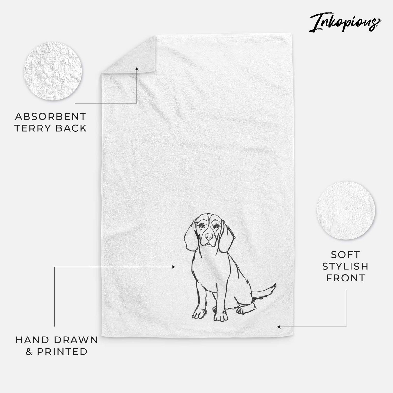 Doodled Beagle Decorative Hand Towel