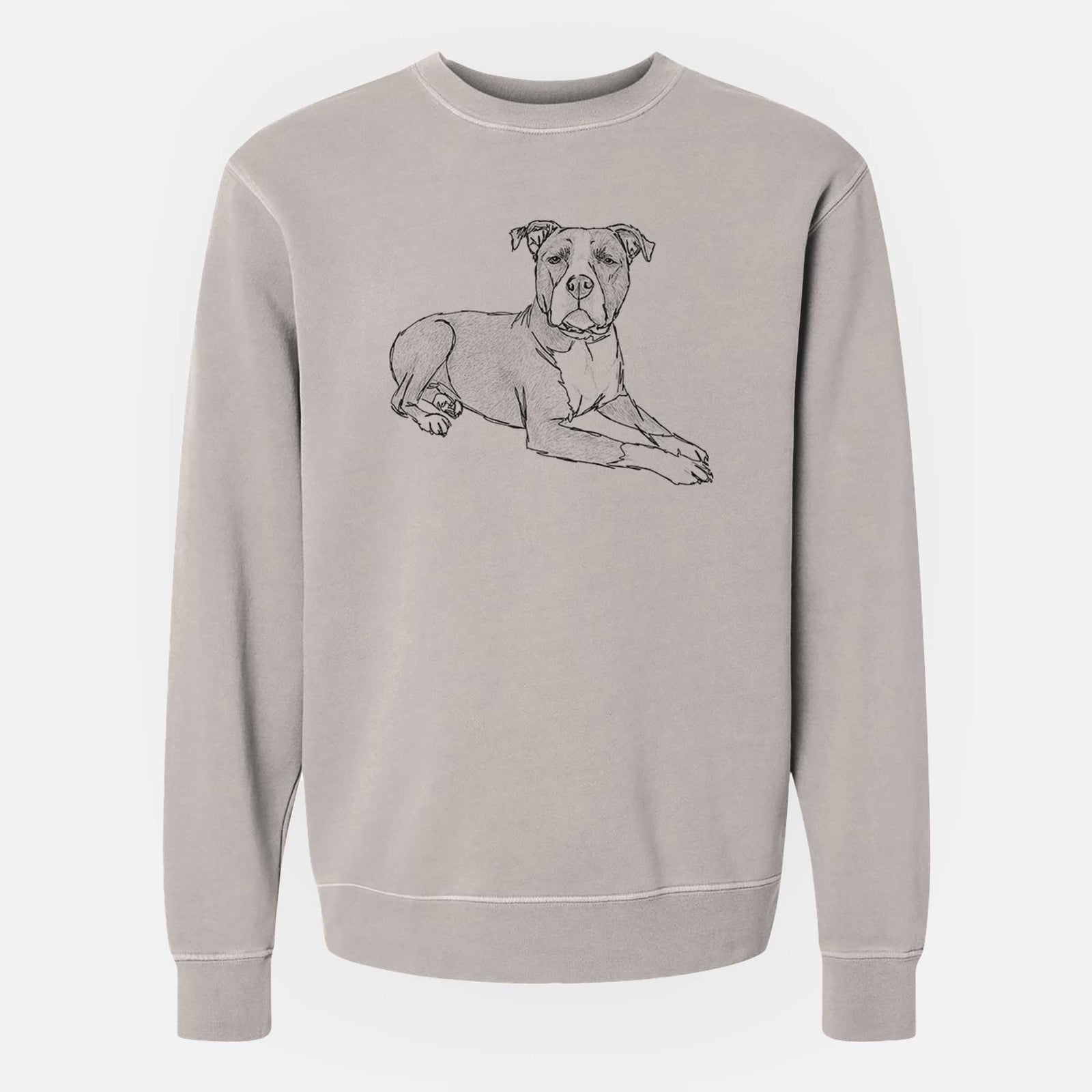 Doodled Bella the Pitbull - Unisex Pigment Dyed Crew Sweatshirt