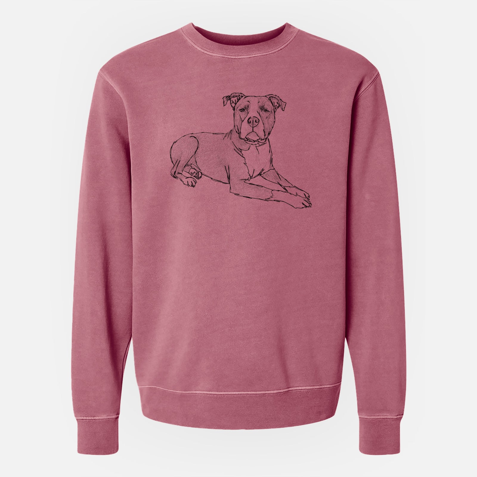Doodled Bella the Pitbull - Unisex Pigment Dyed Crew Sweatshirt
