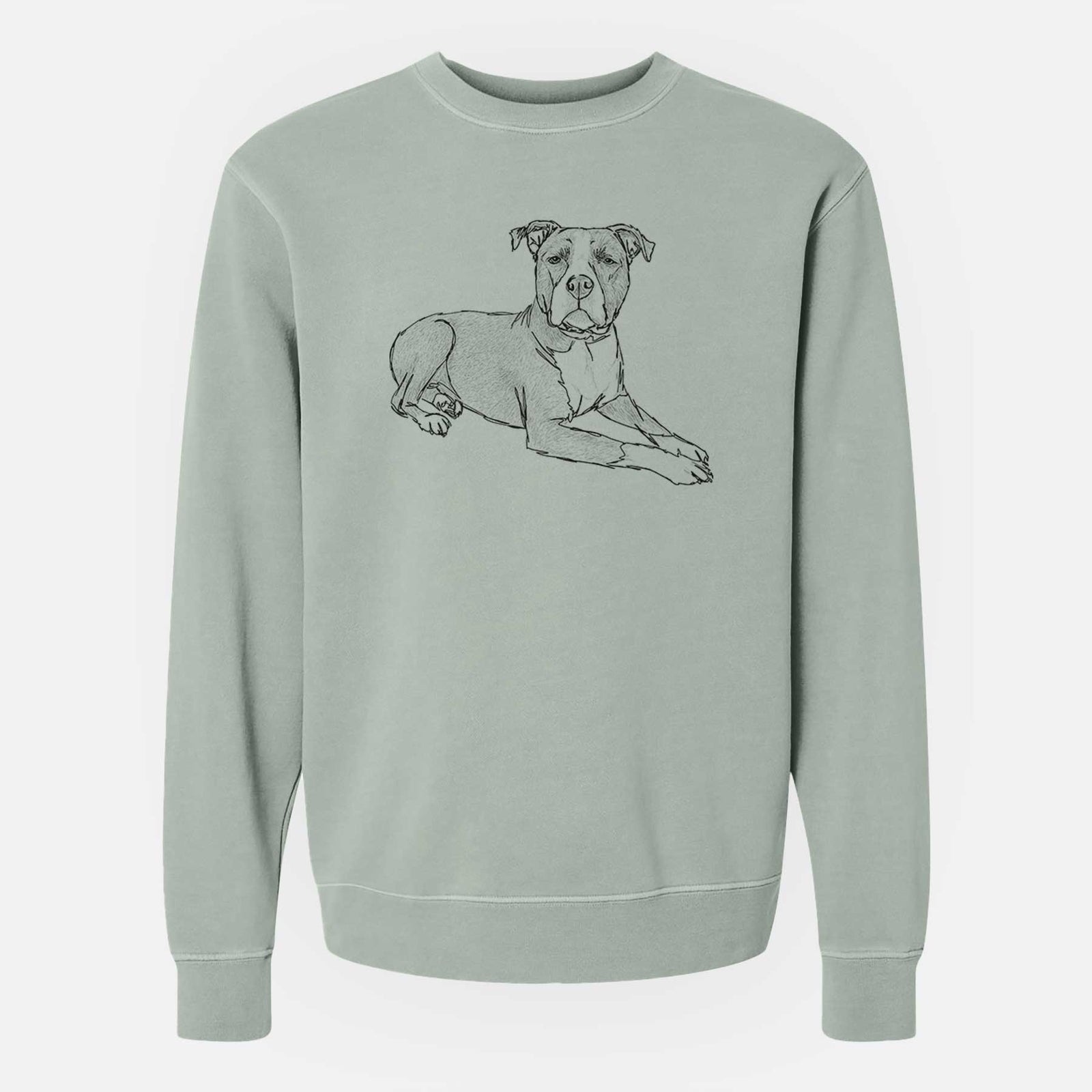 Doodled Bella the Pitbull - Unisex Pigment Dyed Crew Sweatshirt