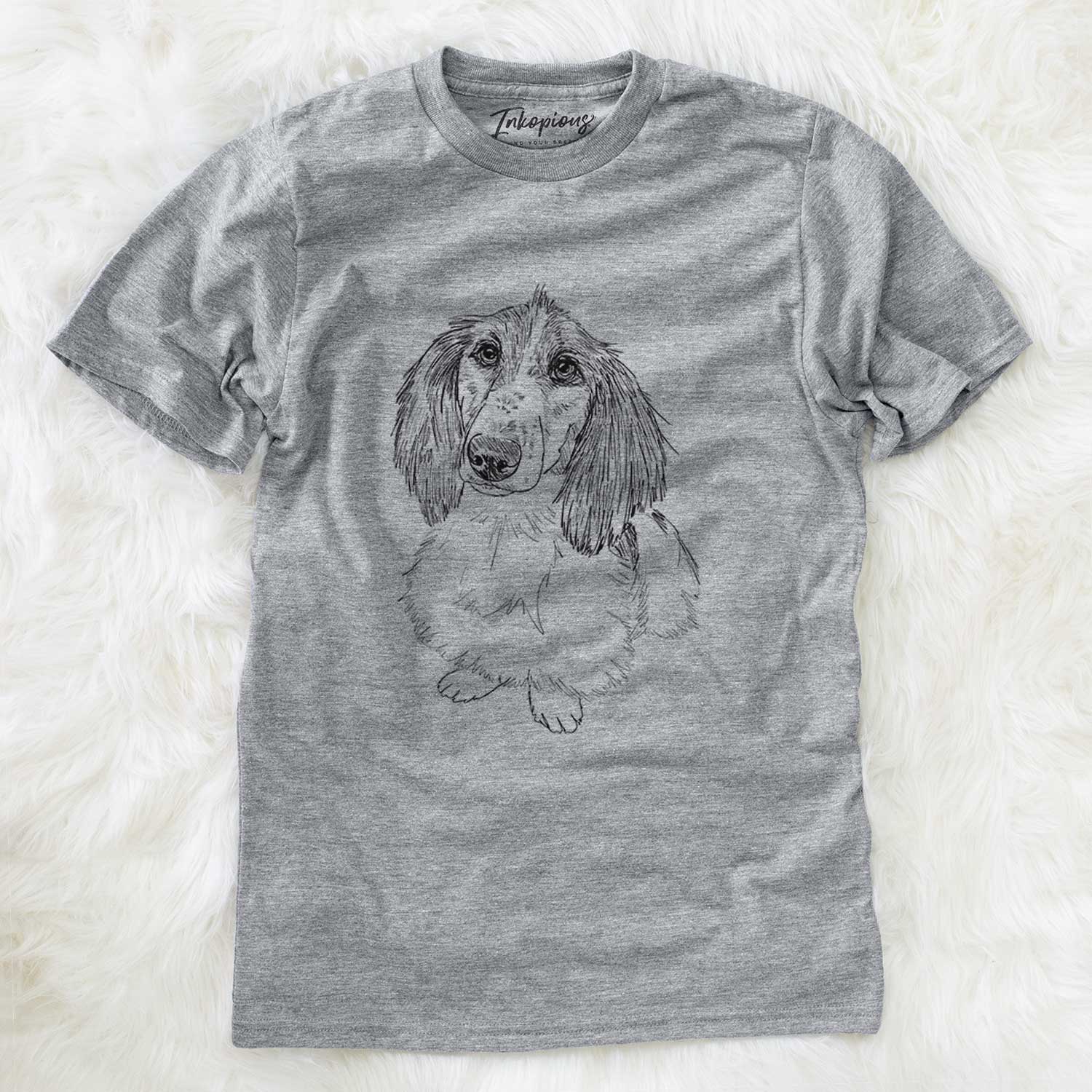 Doodled Bella the Long Haired Dachshund - Unisex Crewneck