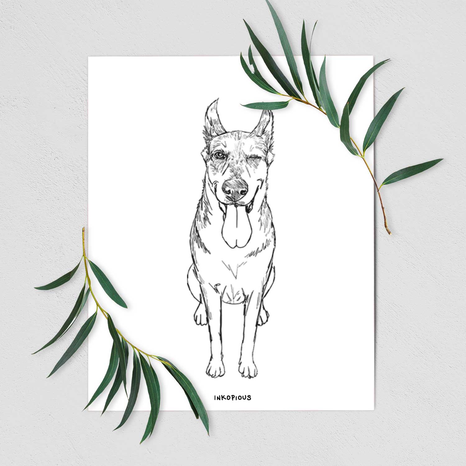 Doodled Bella the German Shepherd Husky Mix Art Print