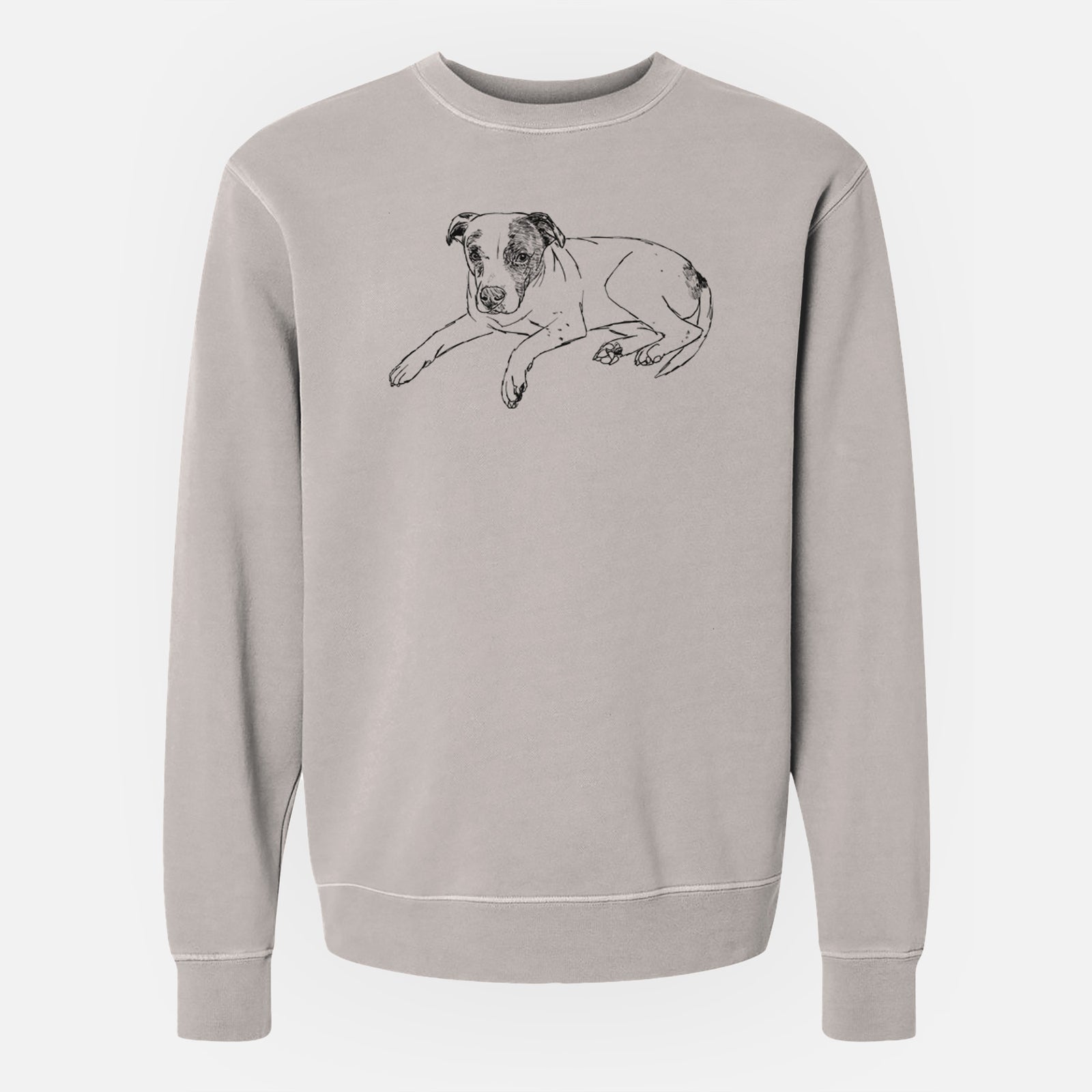 Doodled Bella the Pitbull - Unisex Pigment Dyed Crew Sweatshirt