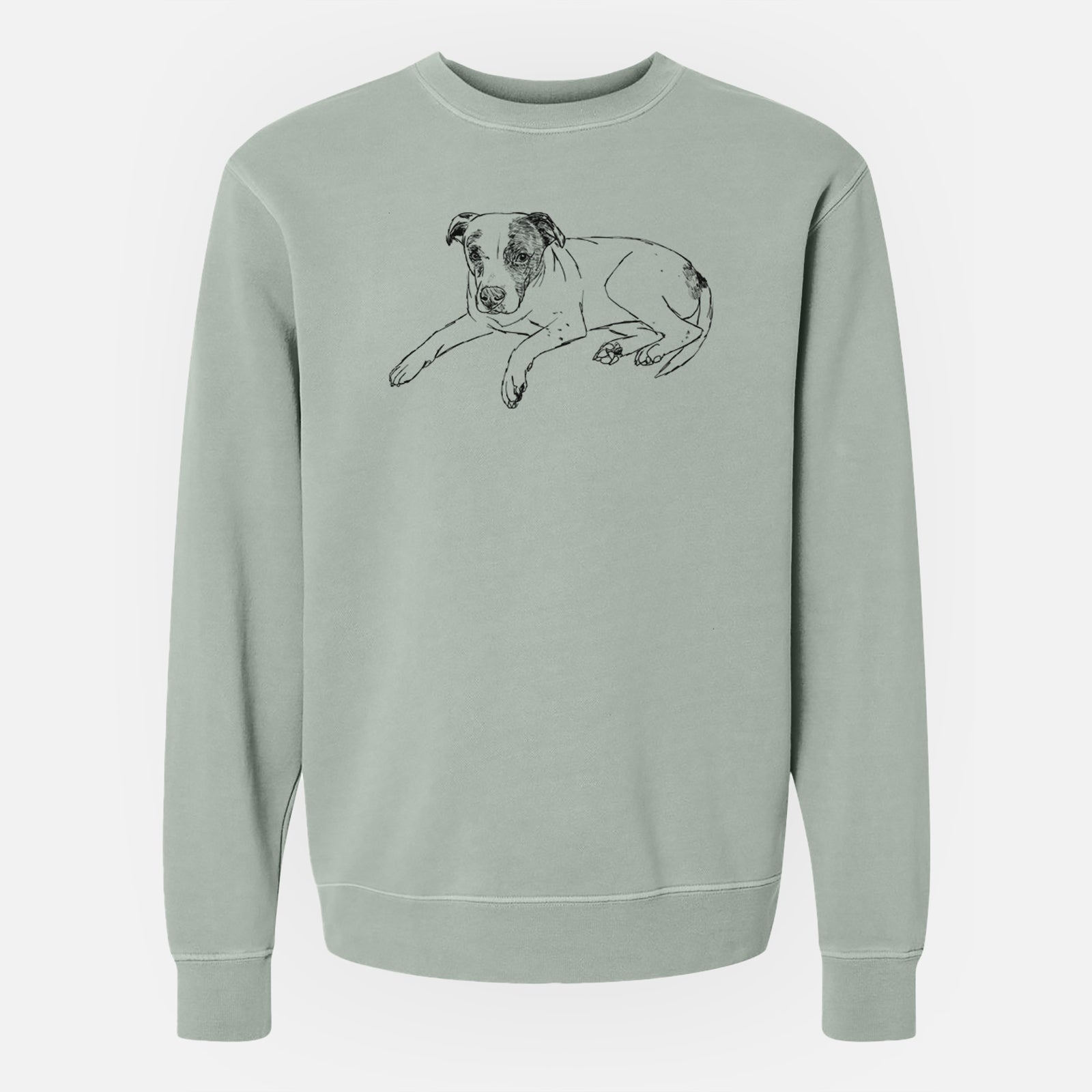 Doodled Bella the Pitbull - Unisex Pigment Dyed Crew Sweatshirt