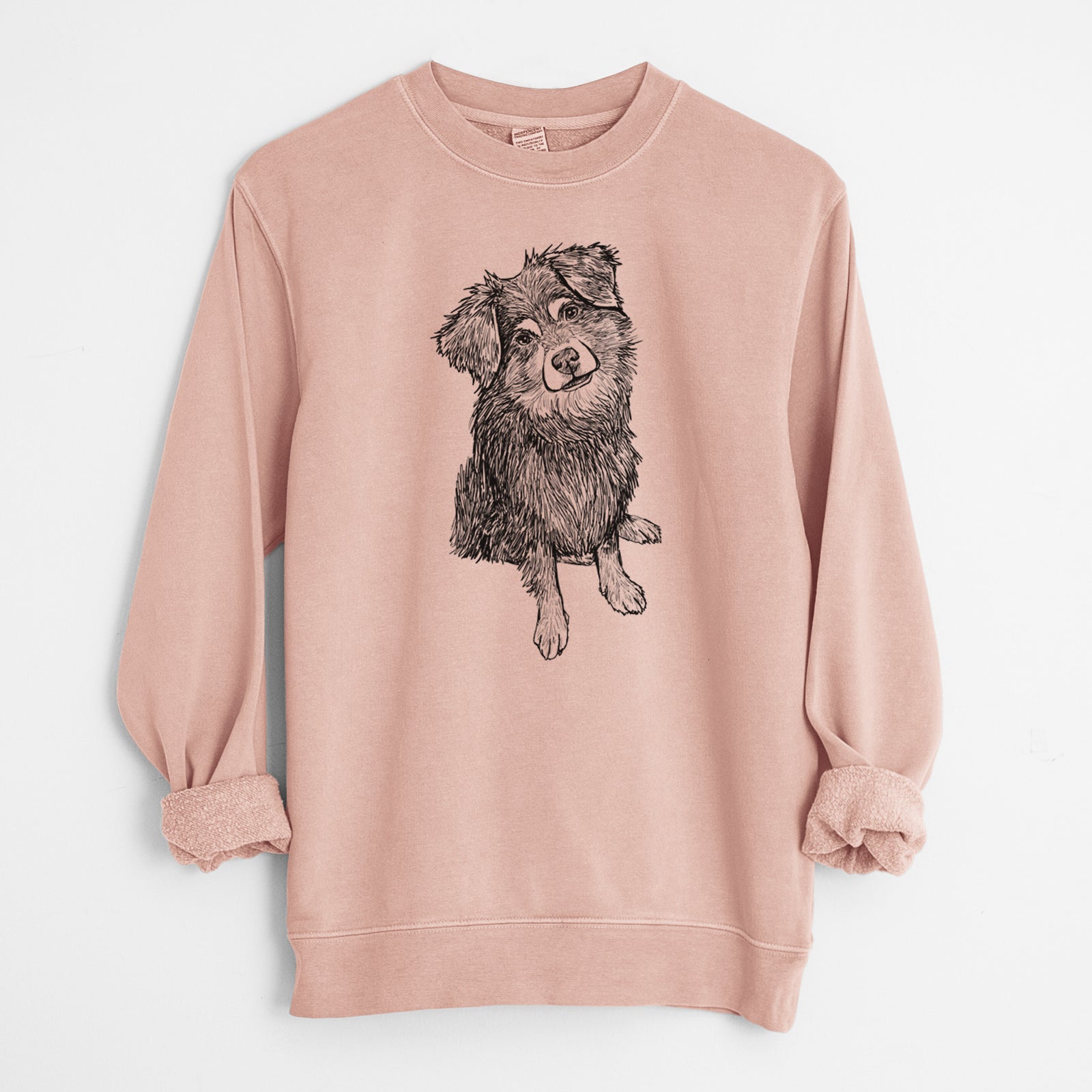 Doodled Belle the Mixed Breed - Unisex Pigment Dyed Crew Sweatshirt