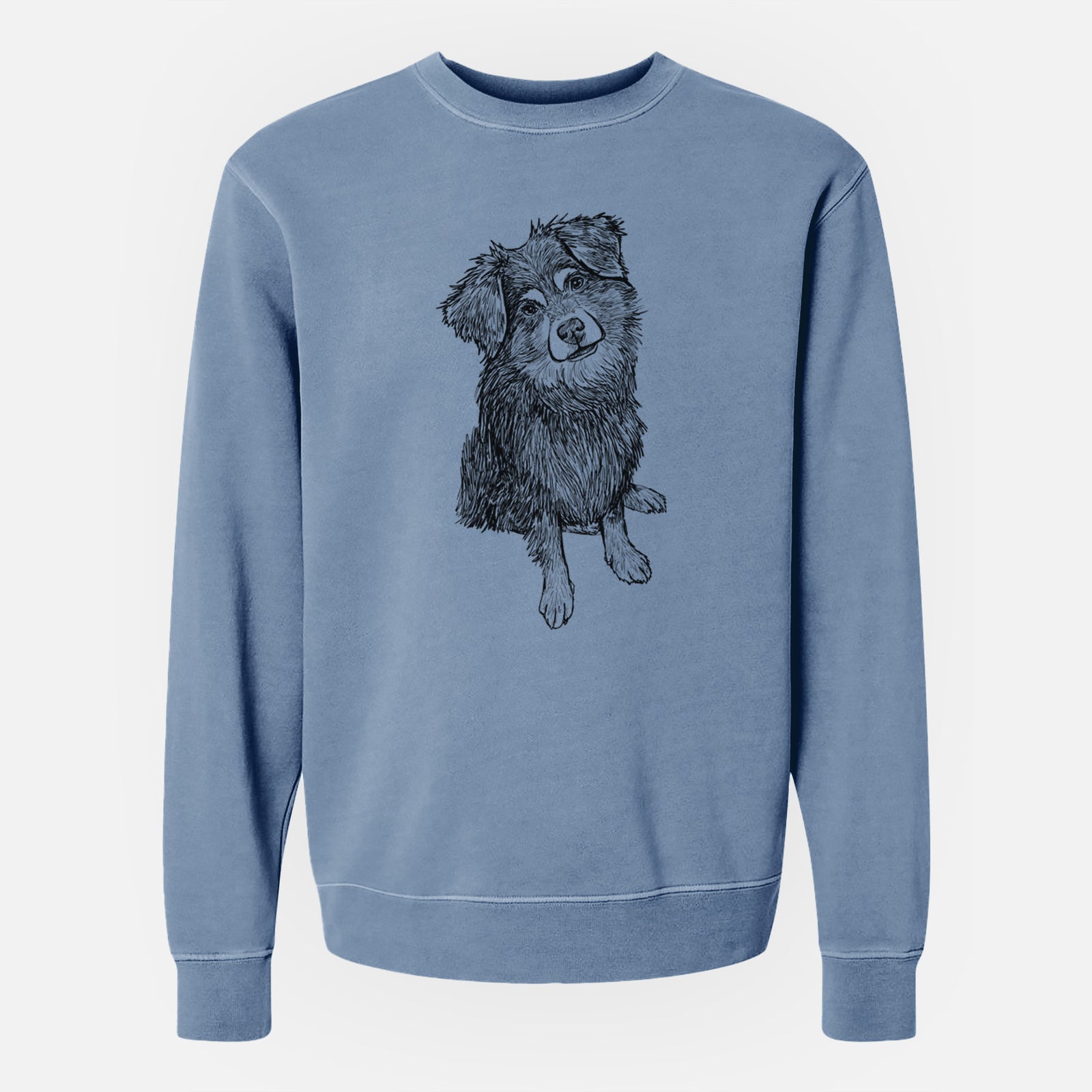 Doodled Belle the Mixed Breed - Unisex Pigment Dyed Crew Sweatshirt