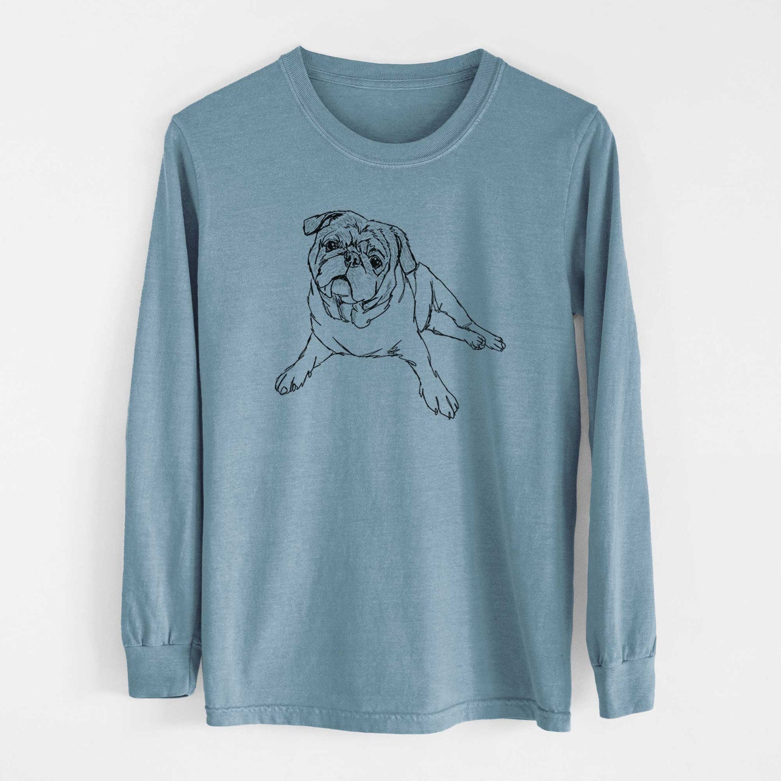Doodled Benny the Pug - Heavyweight 100% Cotton Long Sleeve