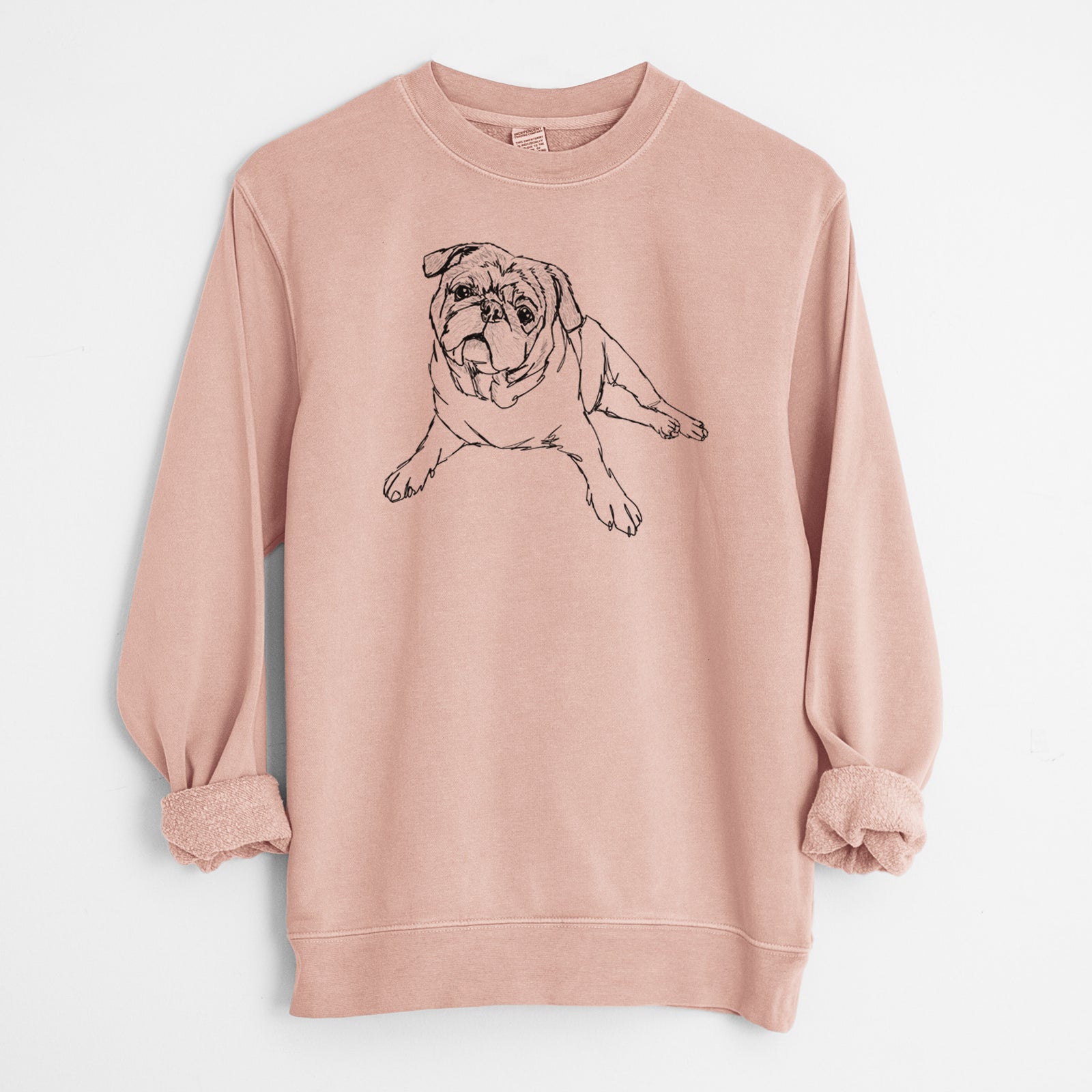 Doodled Benny the Pug - Unisex Pigment Dyed Crew Sweatshirt