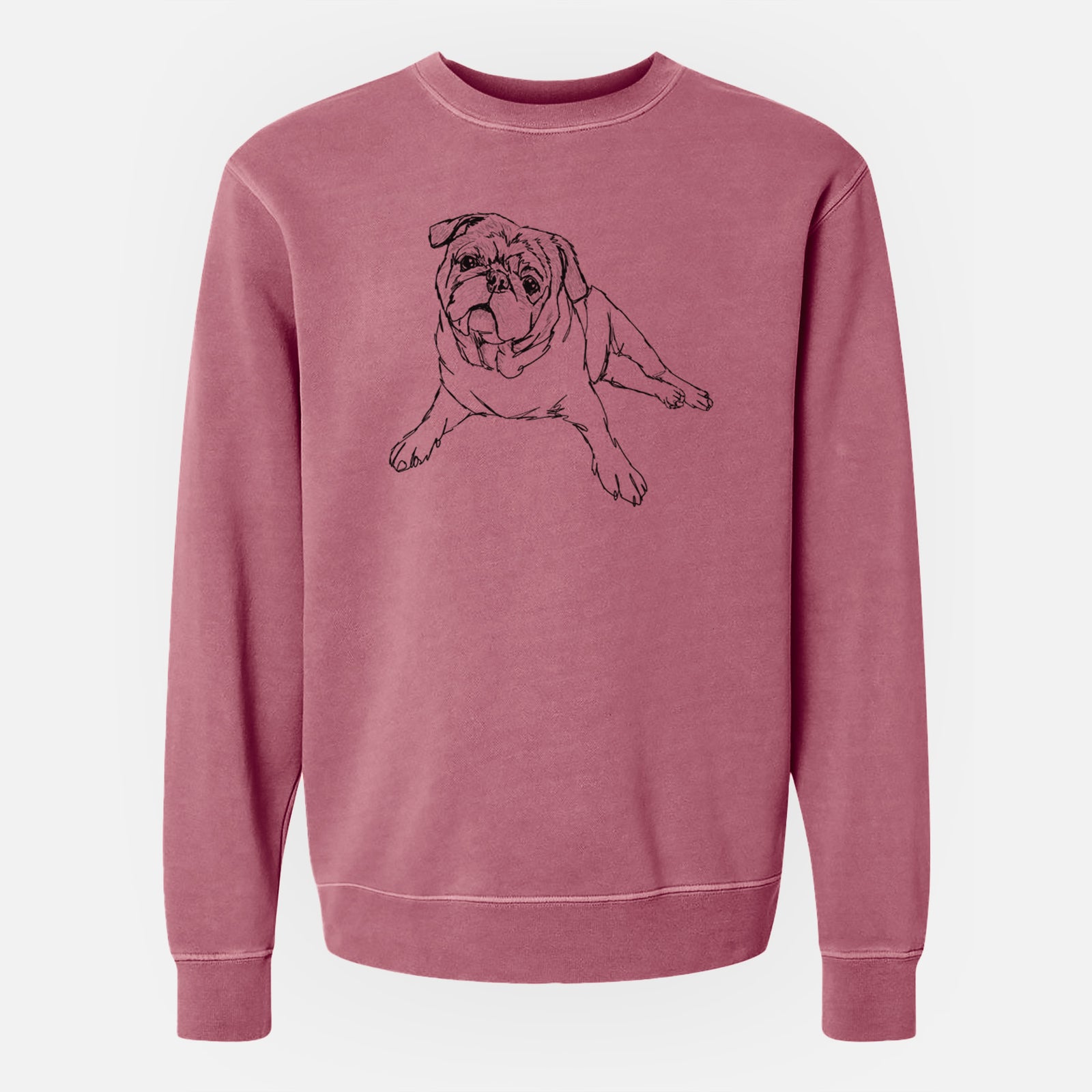 Doodled Benny the Pug - Unisex Pigment Dyed Crew Sweatshirt