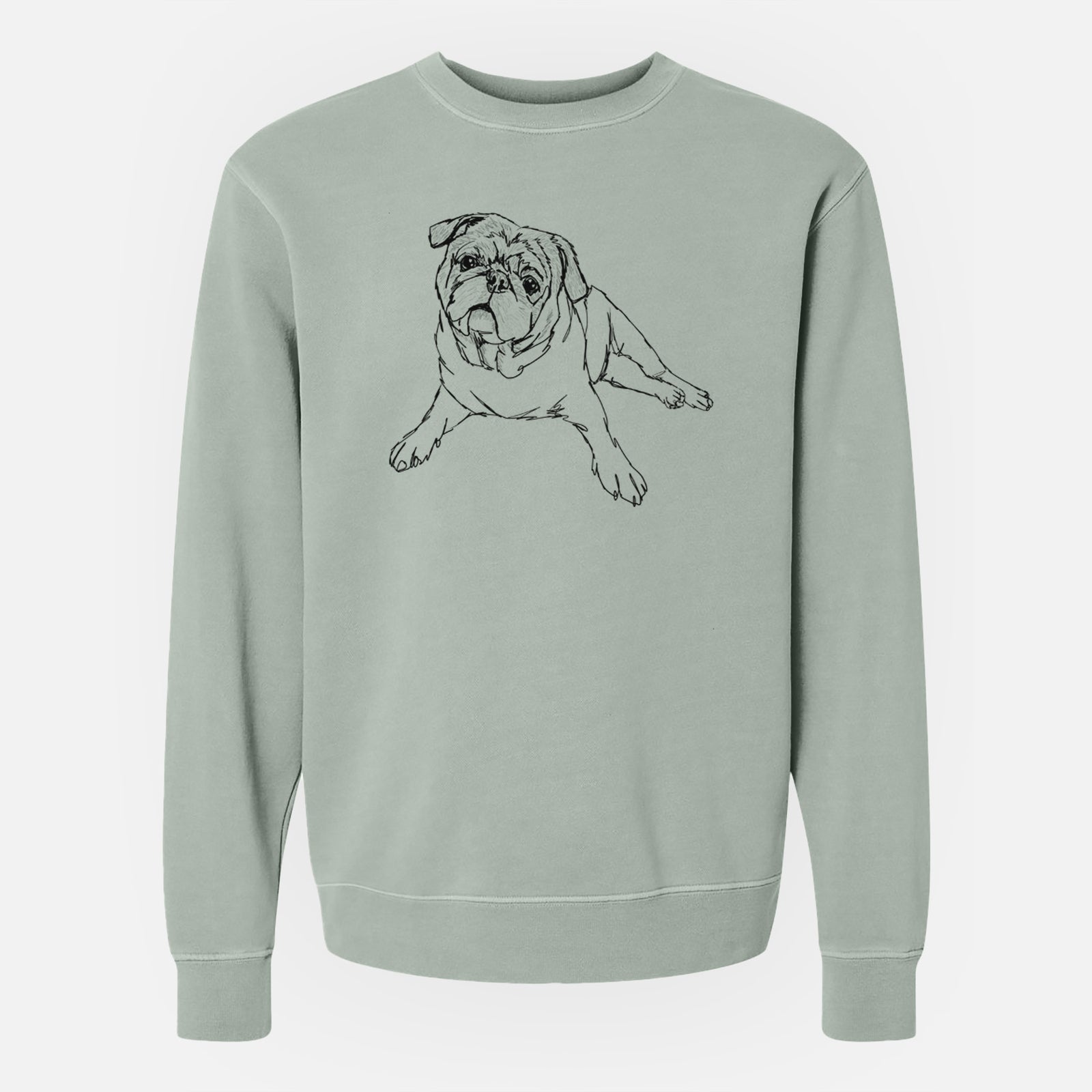 Doodled Benny the Pug - Unisex Pigment Dyed Crew Sweatshirt