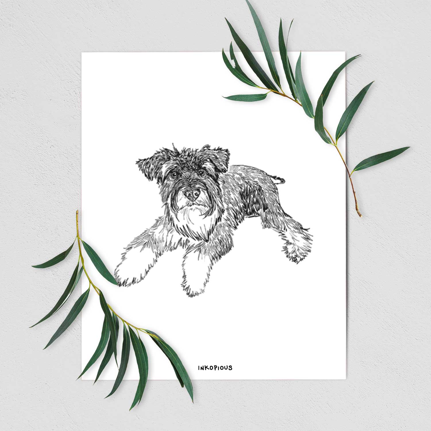 Doodled Bentley the Miniature Schnauzer Art Print