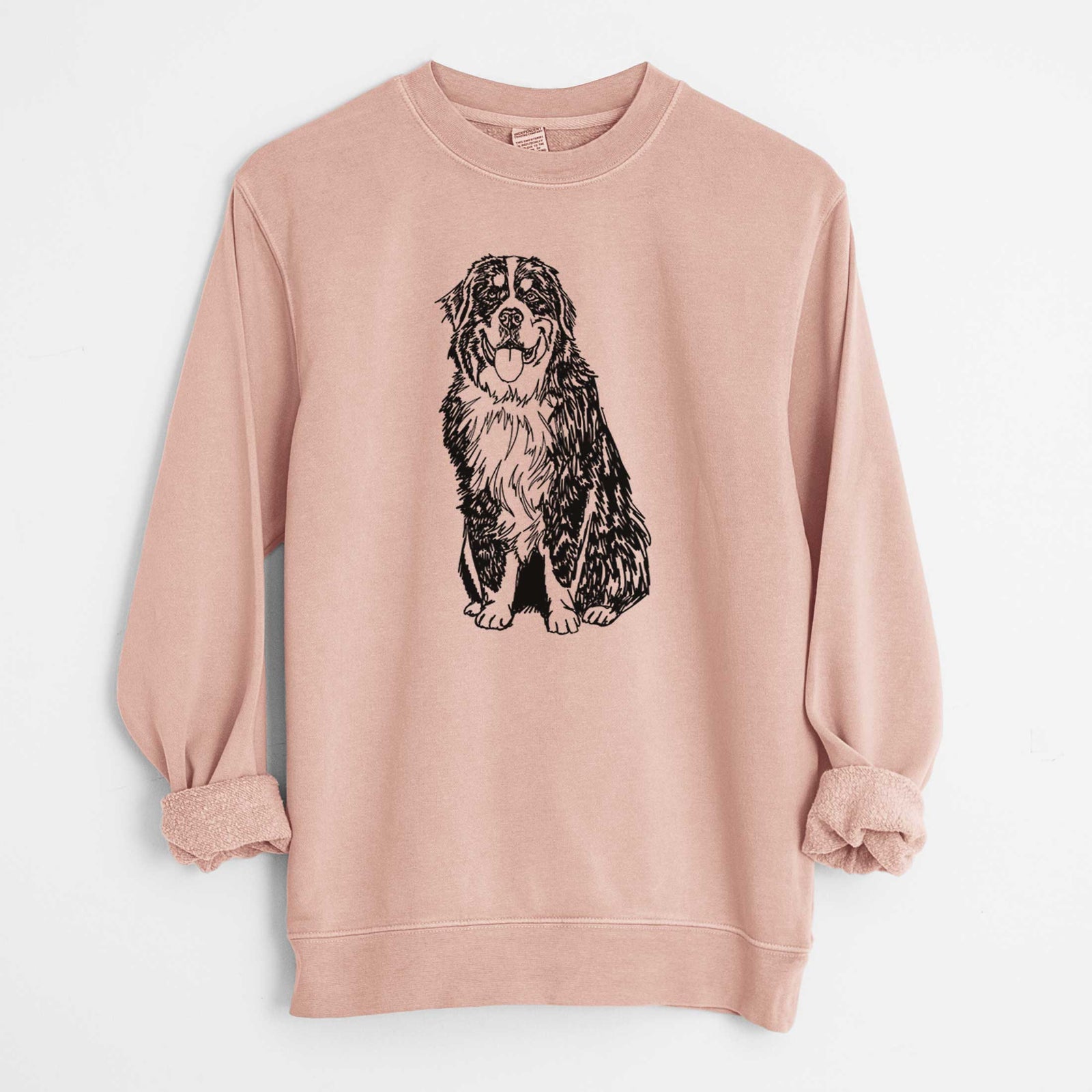 Doodled Bernese Mountain Dog the - Unisex Pigment Dyed Crew Sweatshirt