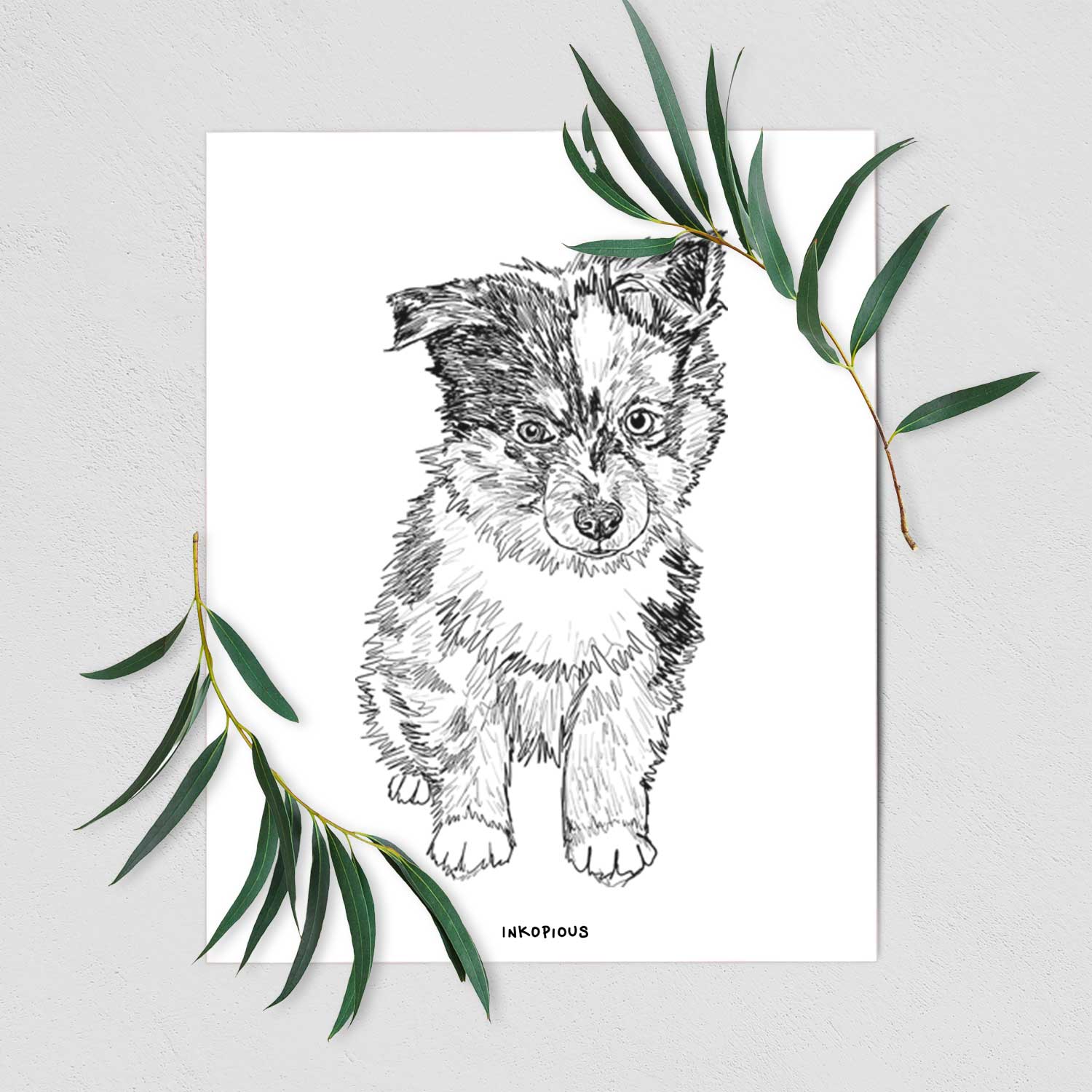 Doodled Bernie the Mini Aussie Art Print