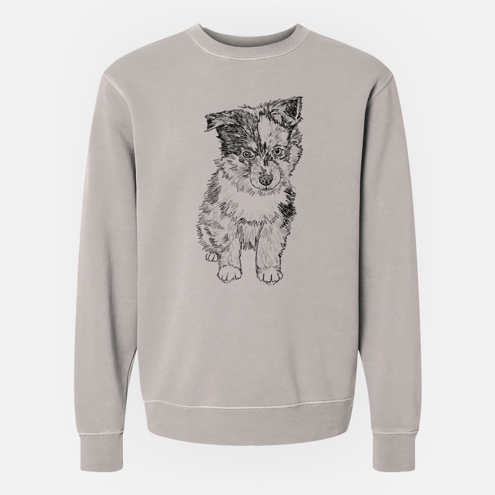 Doodled Bernie the Mini Aussie - Unisex Pigment Dyed Crew Sweatshirt