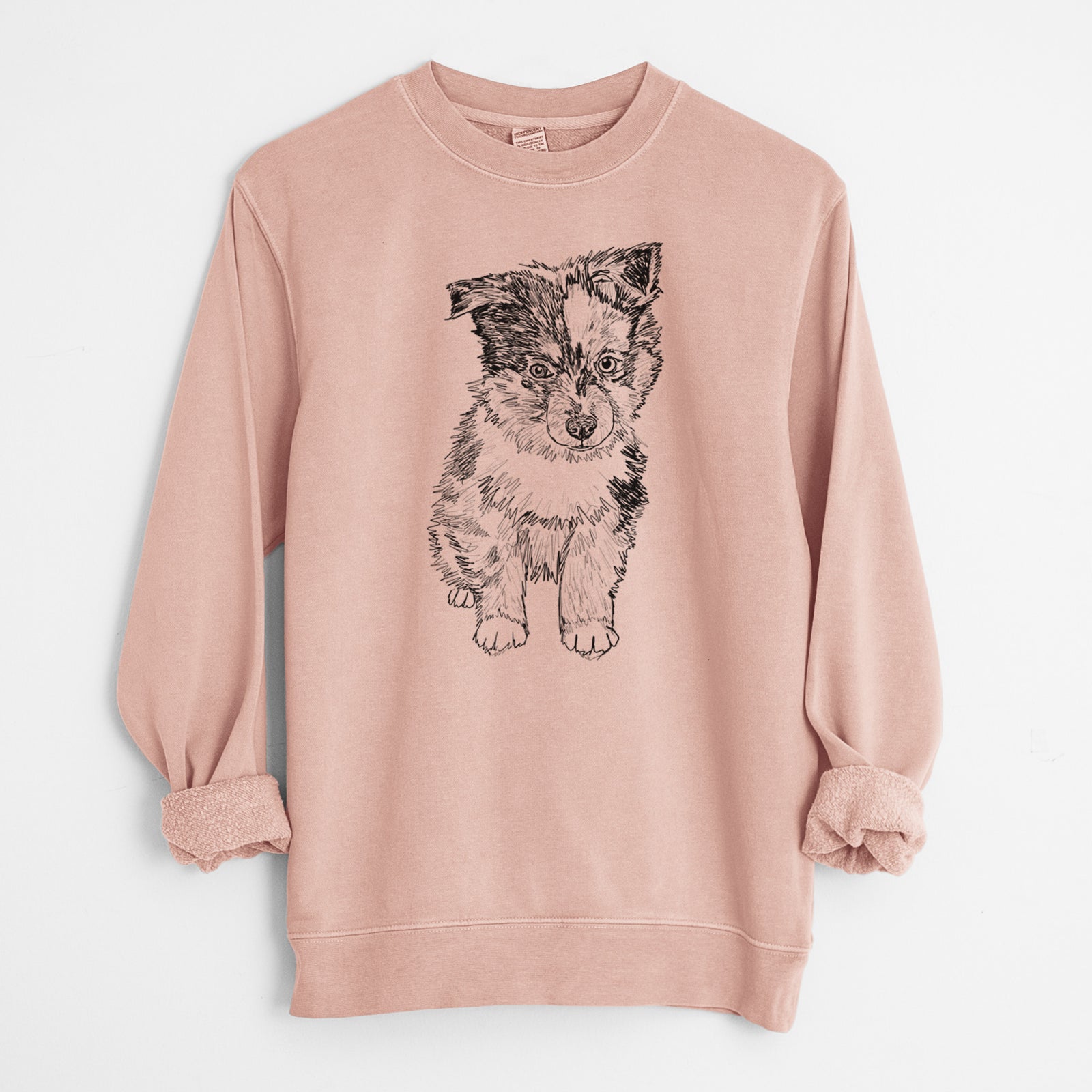 Doodled Bernie the Mini Aussie - Unisex Pigment Dyed Crew Sweatshirt
