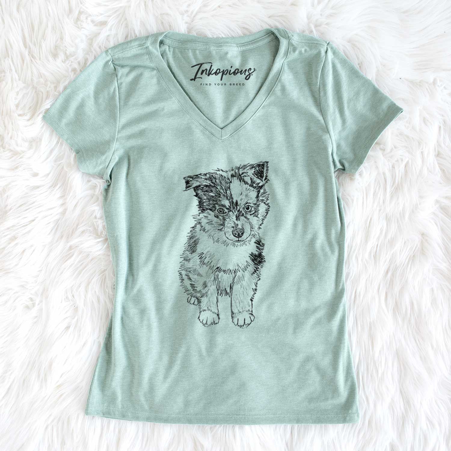 Doodled Bernie the Mini Aussie - Women's V-neck Shirt