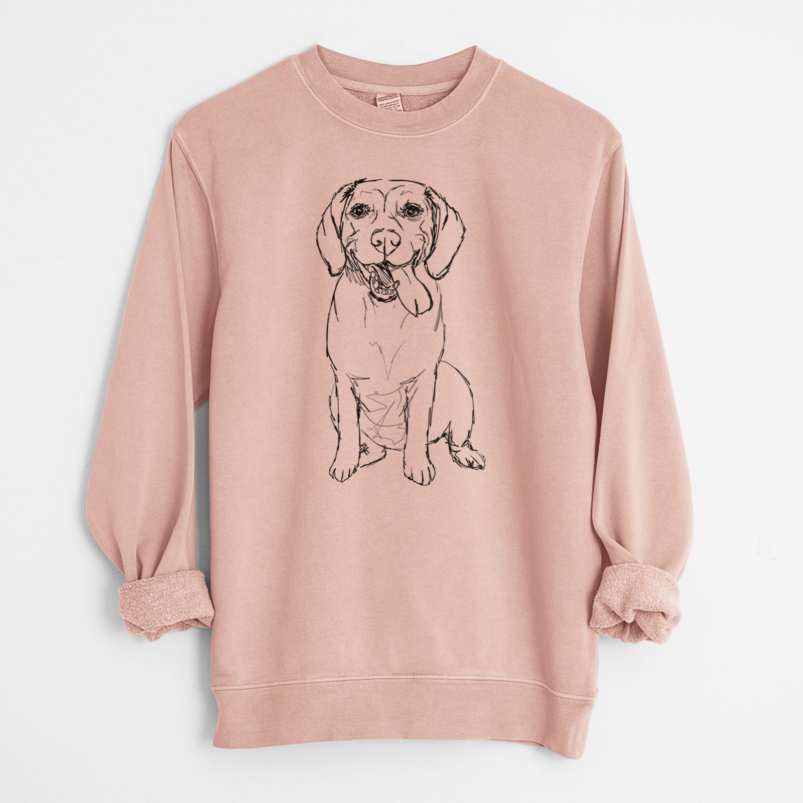Doodled Bernie the Beagle - Unisex Pigment Dyed Crew Sweatshirt