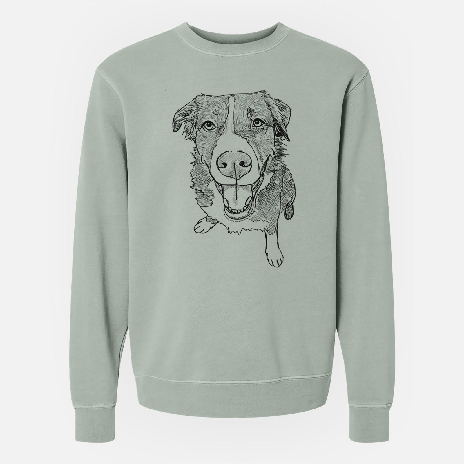 Doodled Bernie the Mixed Breed - Unisex Pigment Dyed Crew Sweatshirt