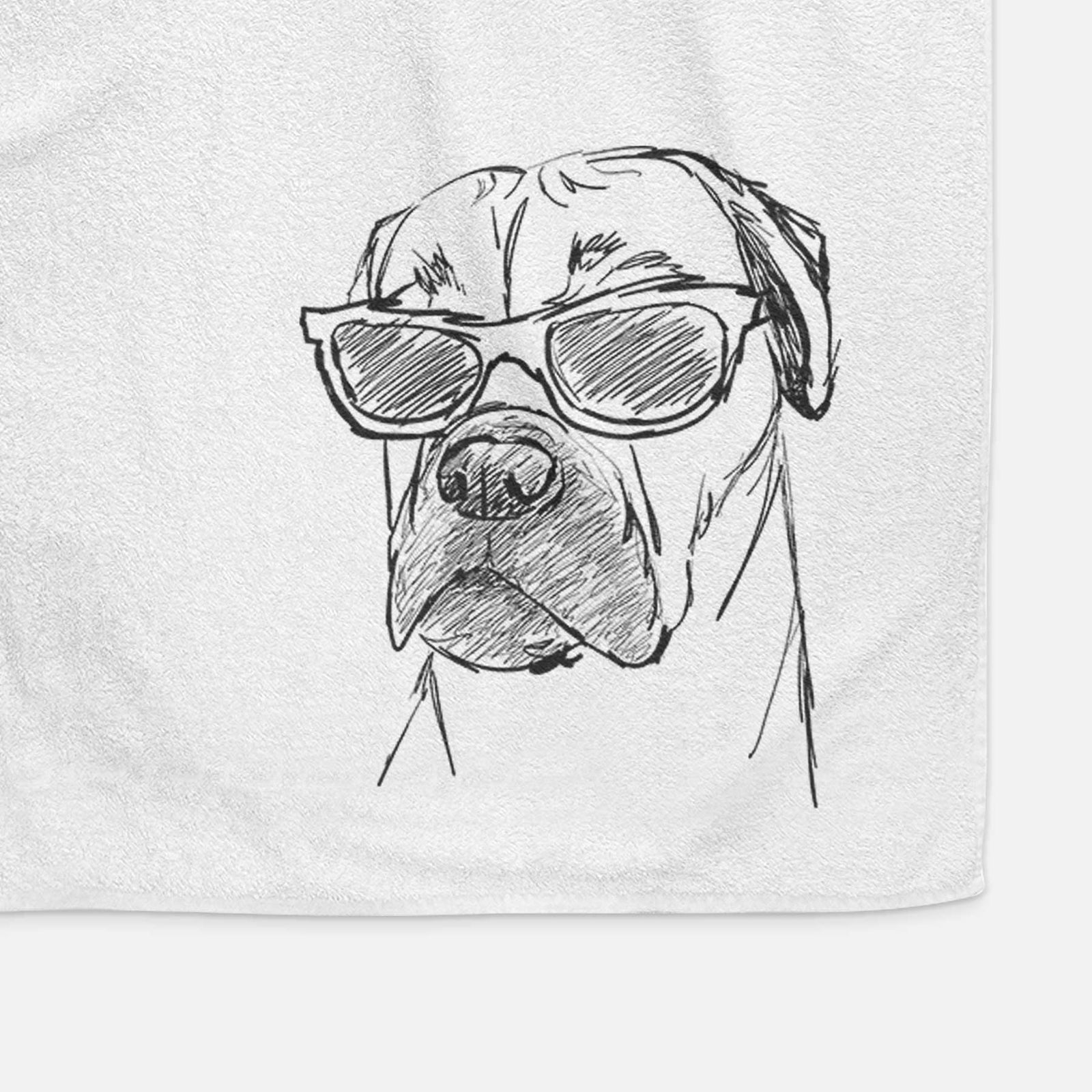 Doodled Bob the Boxer Mastiff Mix Decorative Hand Towel