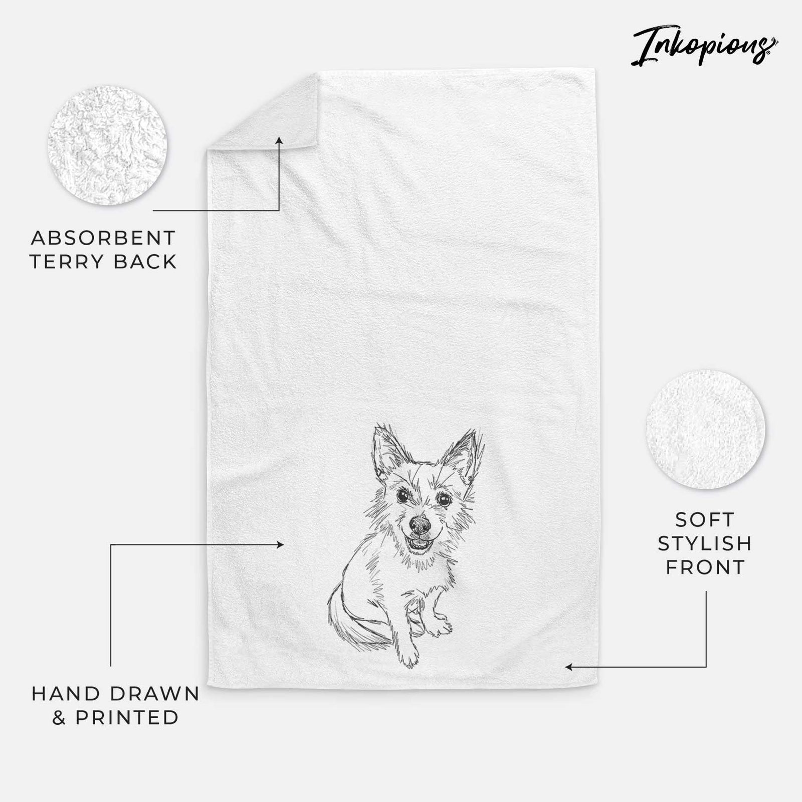 Doodled Boo the Mixed Breed Decorative Hand Towel