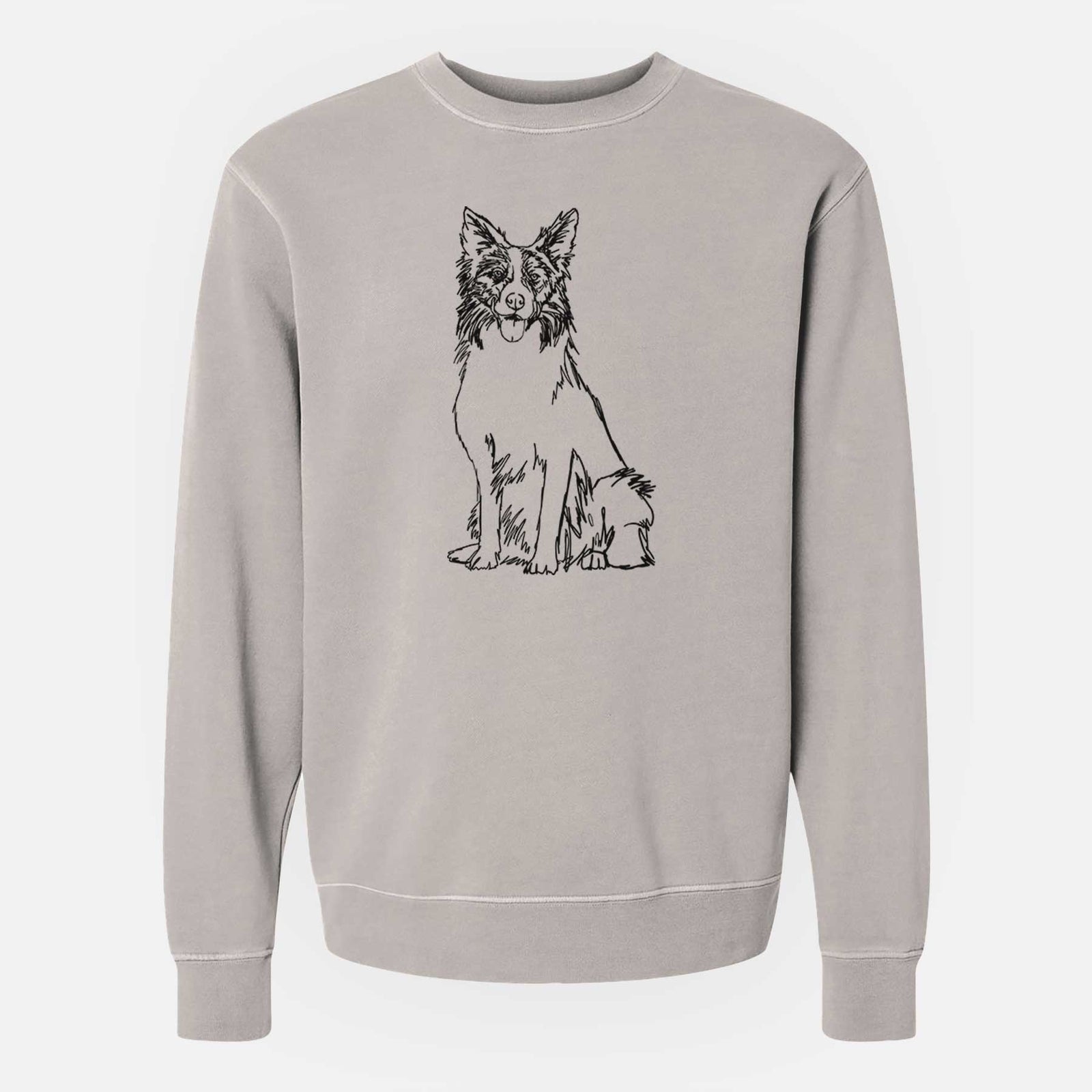 Doodled Border Collie the - Unisex Pigment Dyed Crew Sweatshirt