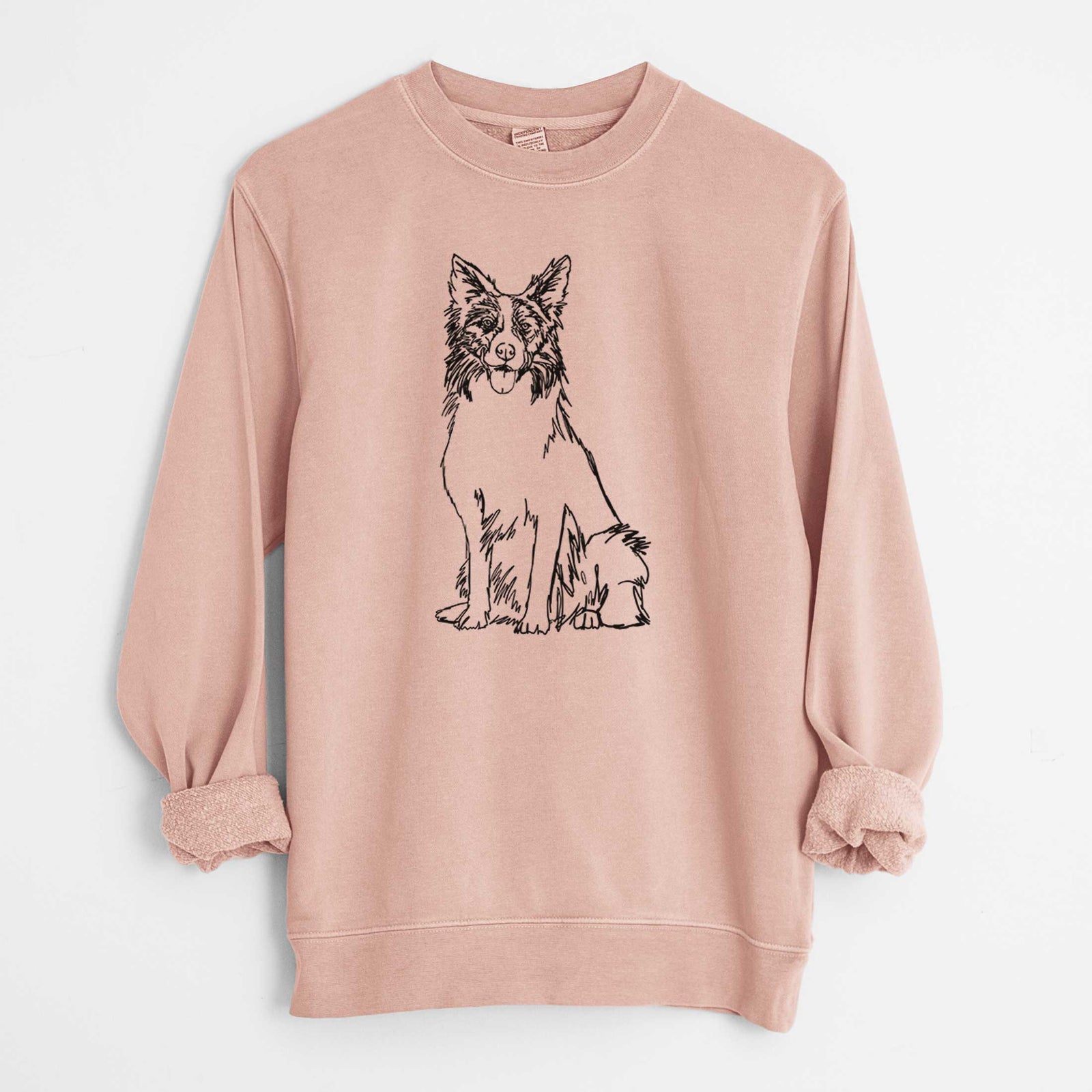 Doodled Border Collie the - Unisex Pigment Dyed Crew Sweatshirt