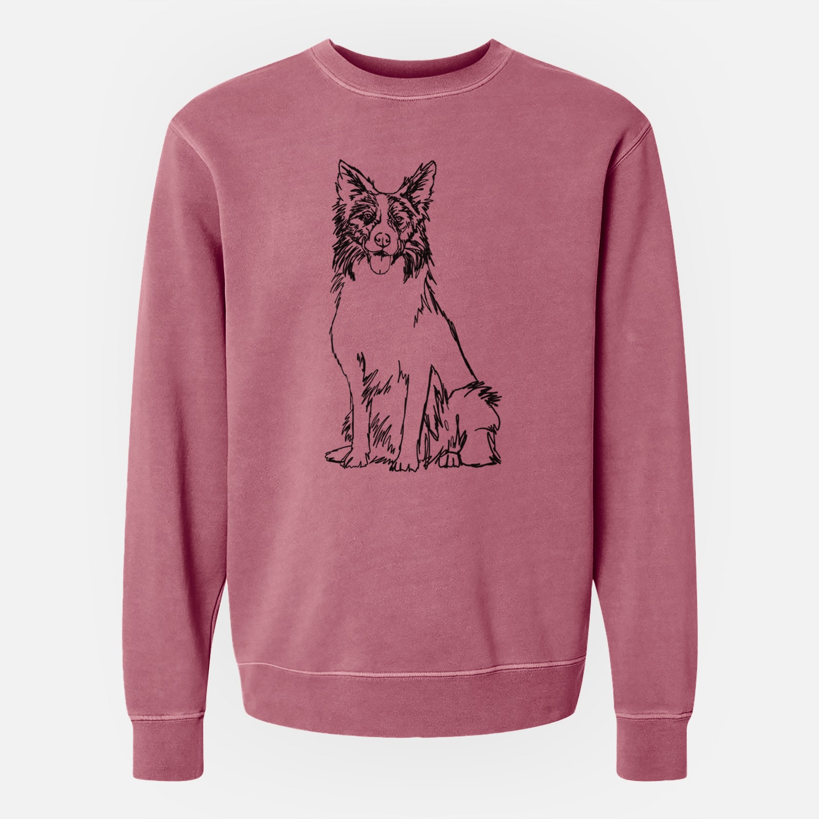 Doodled Border Collie the - Unisex Pigment Dyed Crew Sweatshirt