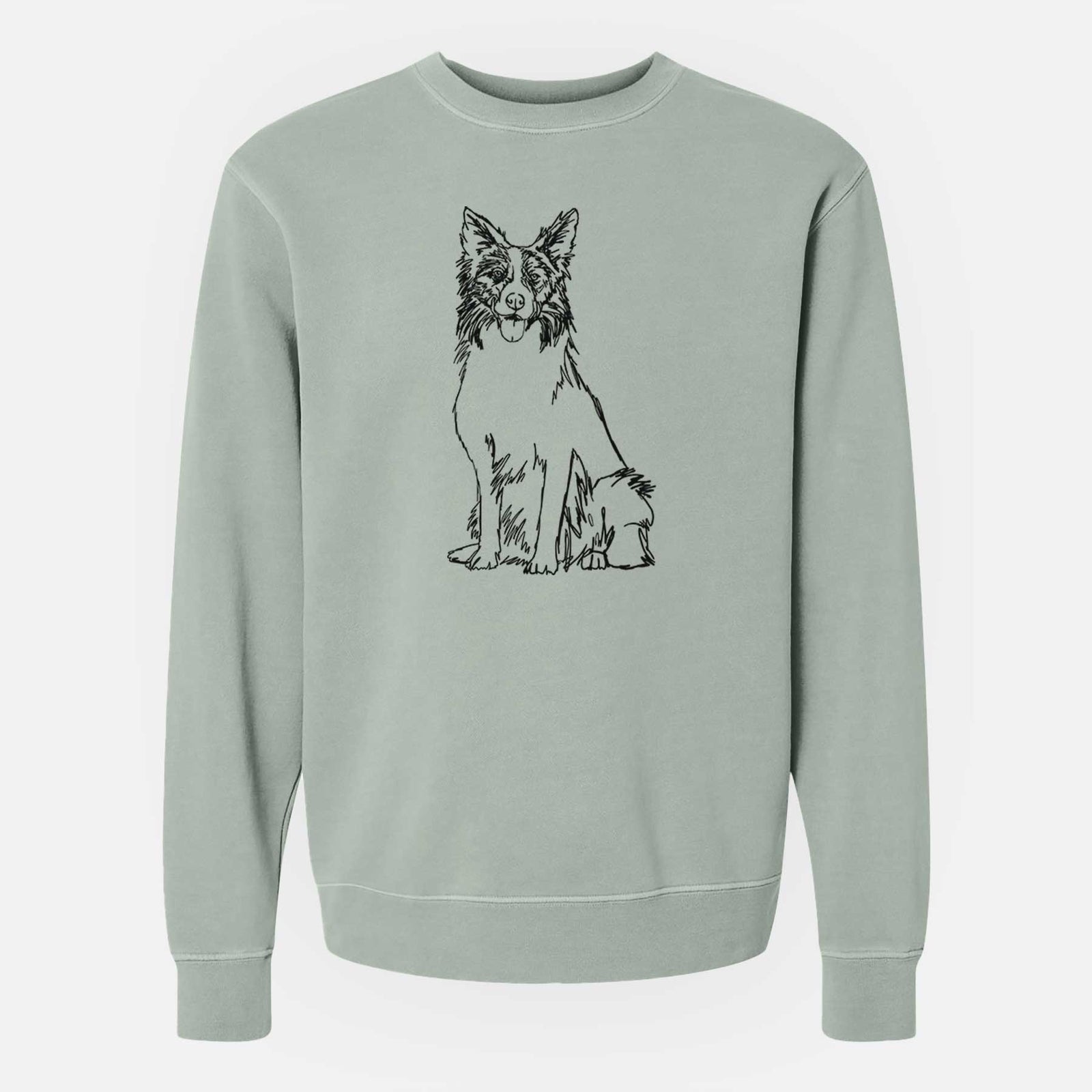Doodled Border Collie the - Unisex Pigment Dyed Crew Sweatshirt