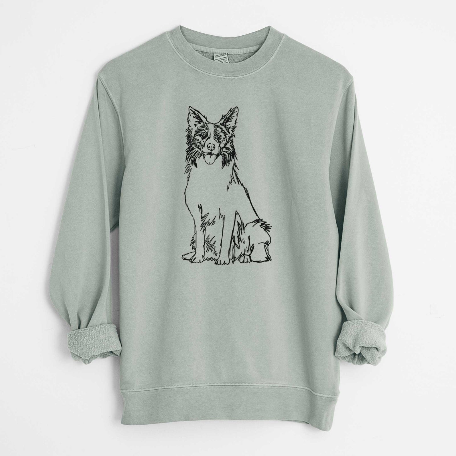 Doodled Border Collie the - Unisex Pigment Dyed Crew Sweatshirt