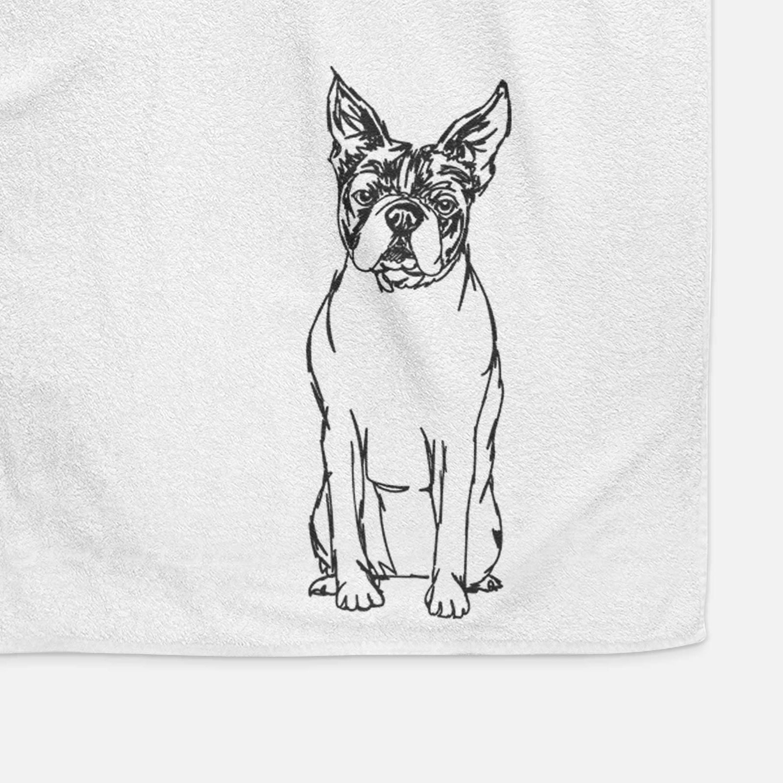 Doodled Boston Terrier Decorative Hand Towel