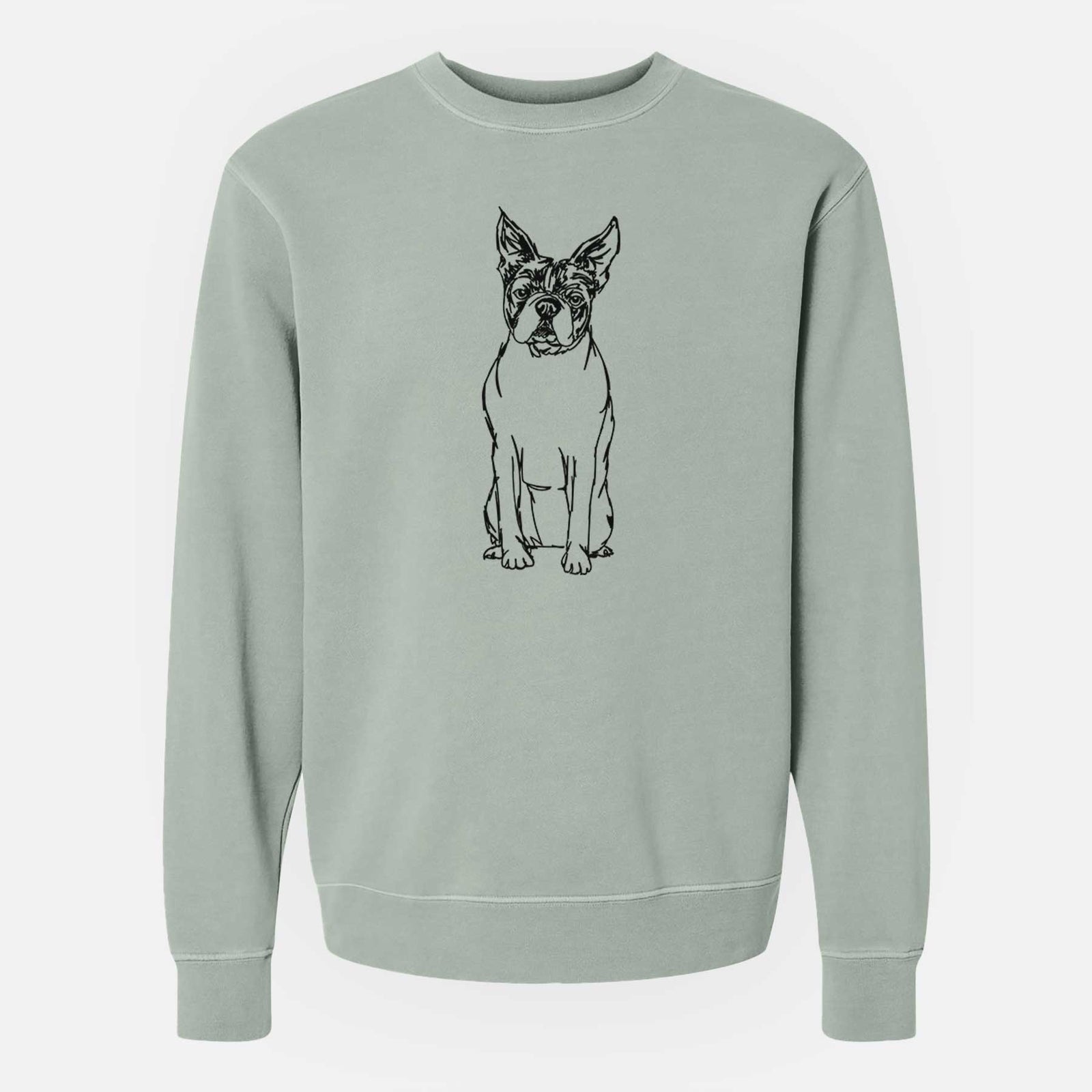 Doodled Boston Terrier the - Unisex Pigment Dyed Crew Sweatshirt