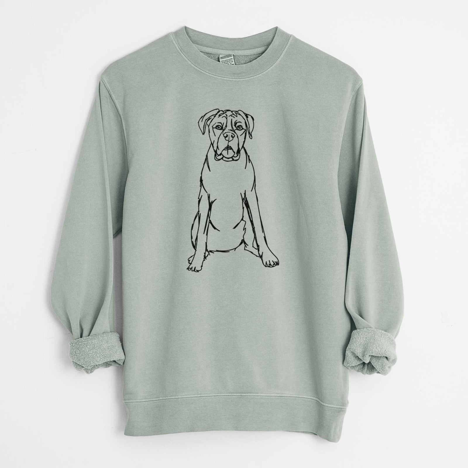 Doodled Boxer the - Unisex Pigment Dyed Crew Sweatshirt