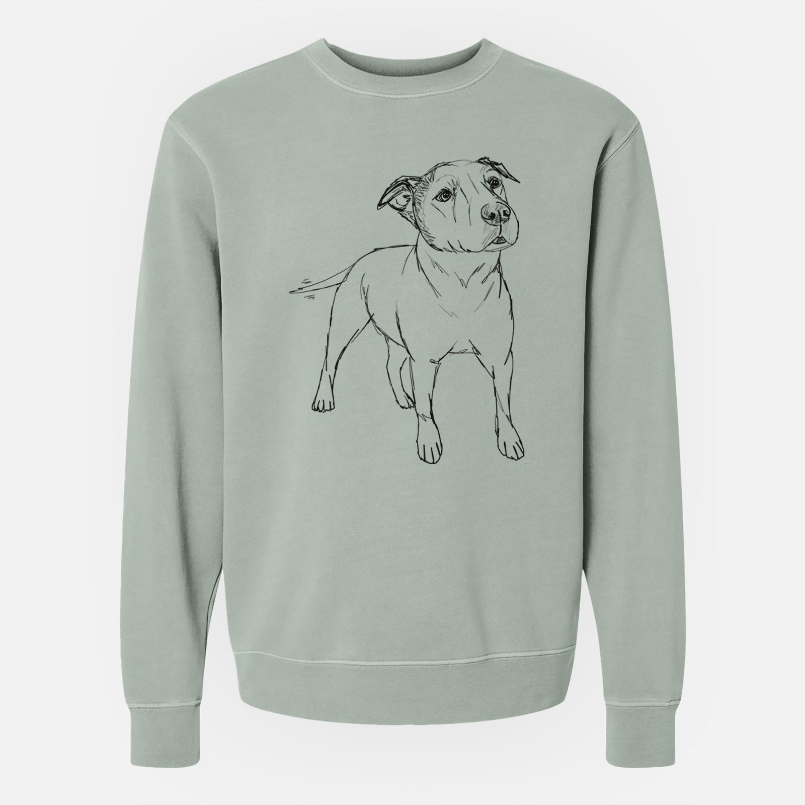 Doodled Bruno the American Staffordshire Terrier - Unisex Pigment Dyed Crew Sweatshirt