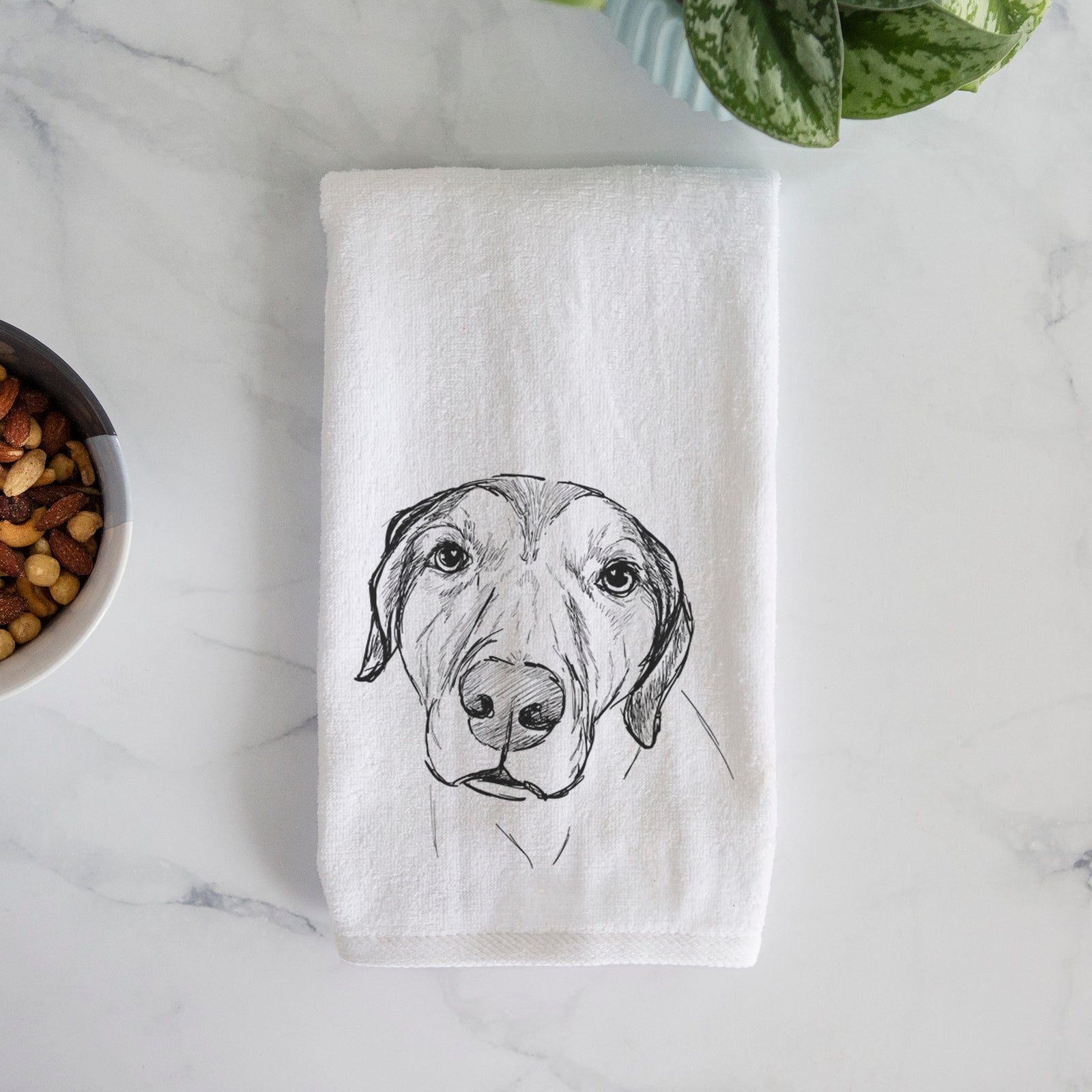 Doodled Buckeye the Catahoula Leopard Mix Decorative Hand Towel