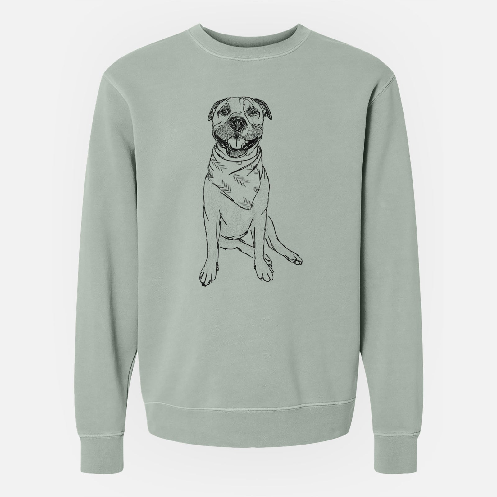 Doodled Buddy the American Staffordshire Terrier - Unisex Pigment Dyed Crew Sweatshirt