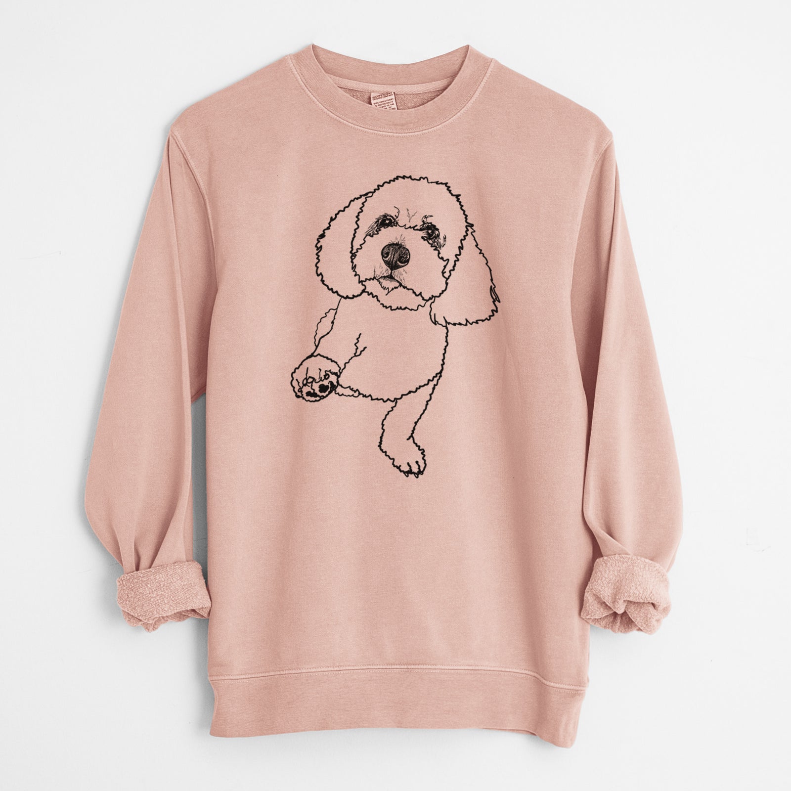 Doodled Buddy the Bichon Frise - Unisex Pigment Dyed Crew Sweatshirt