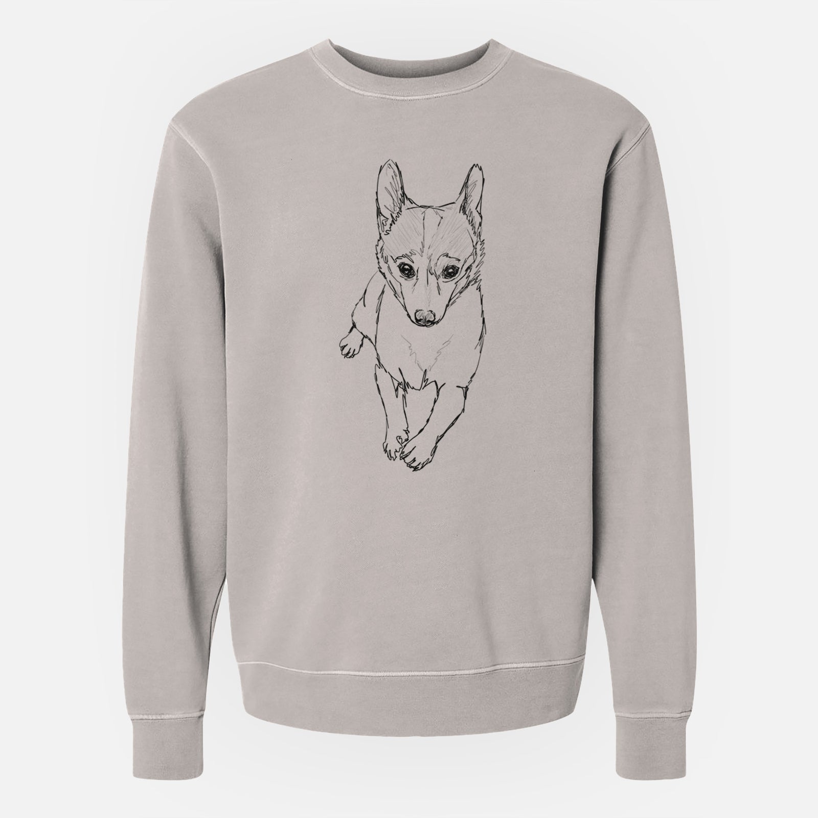 Doodled Buddy the Fox Terrier Chihuahua - Unisex Pigment Dyed Crew Sweatshirt