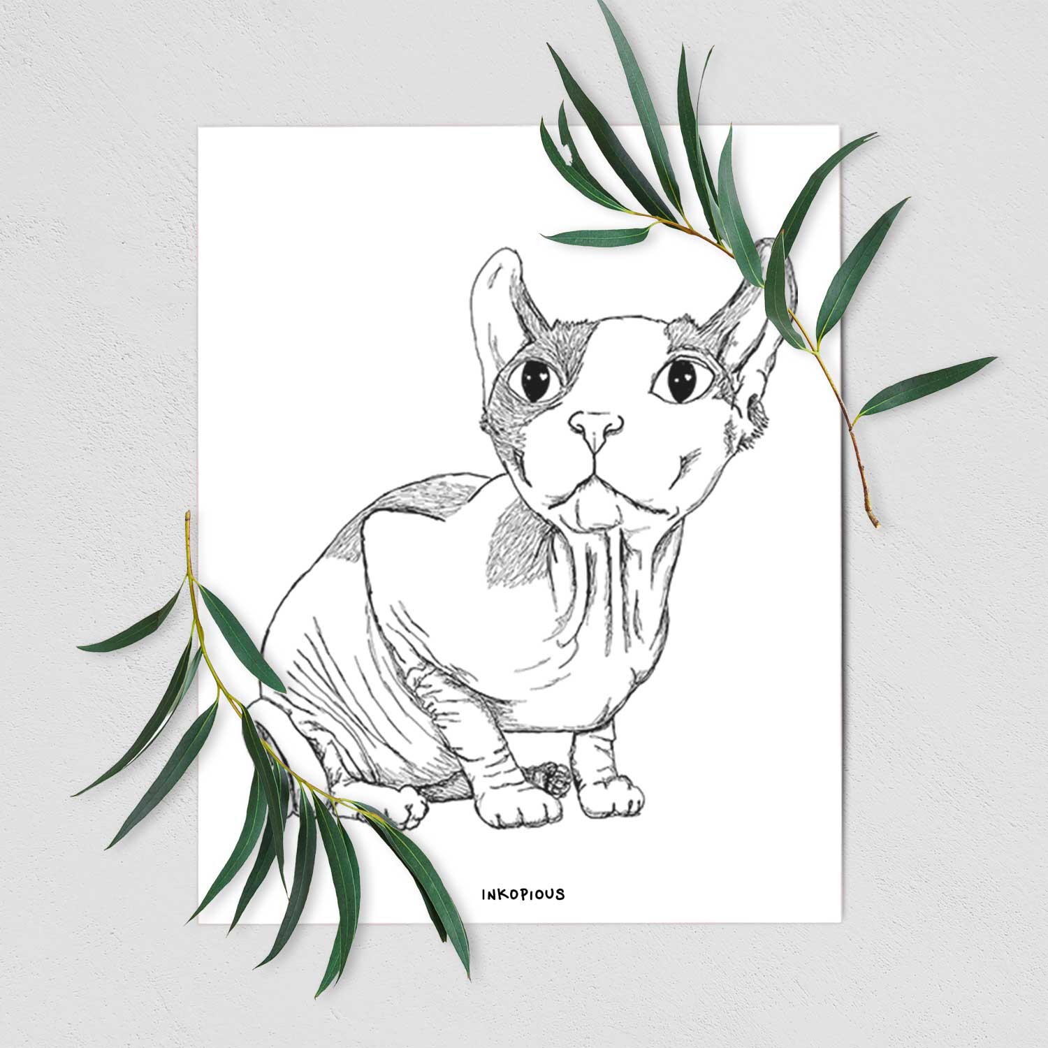 Doodled Bug the Sphynx Art Print