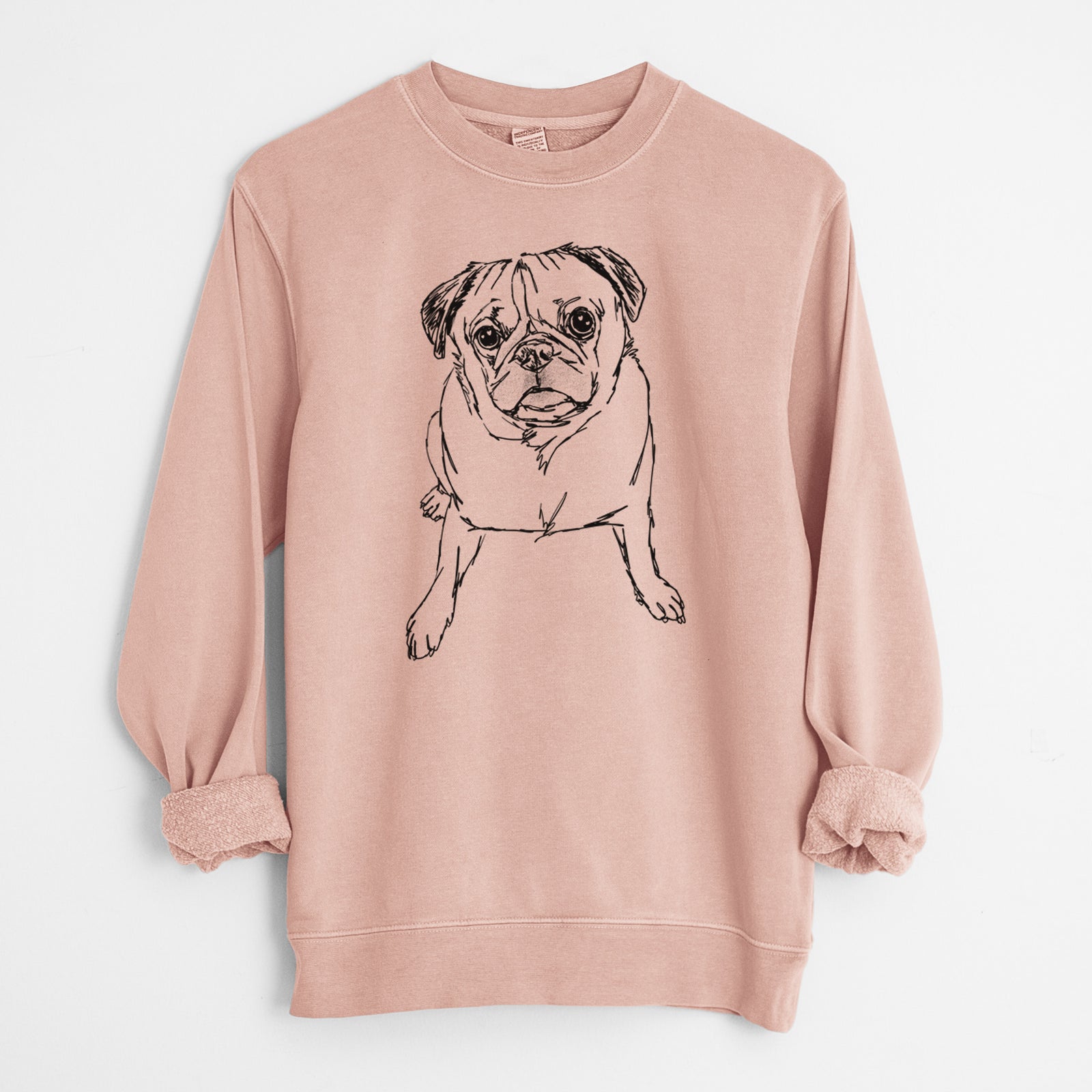 Doodled Bugsy the Pug - Unisex Pigment Dyed Crew Sweatshirt