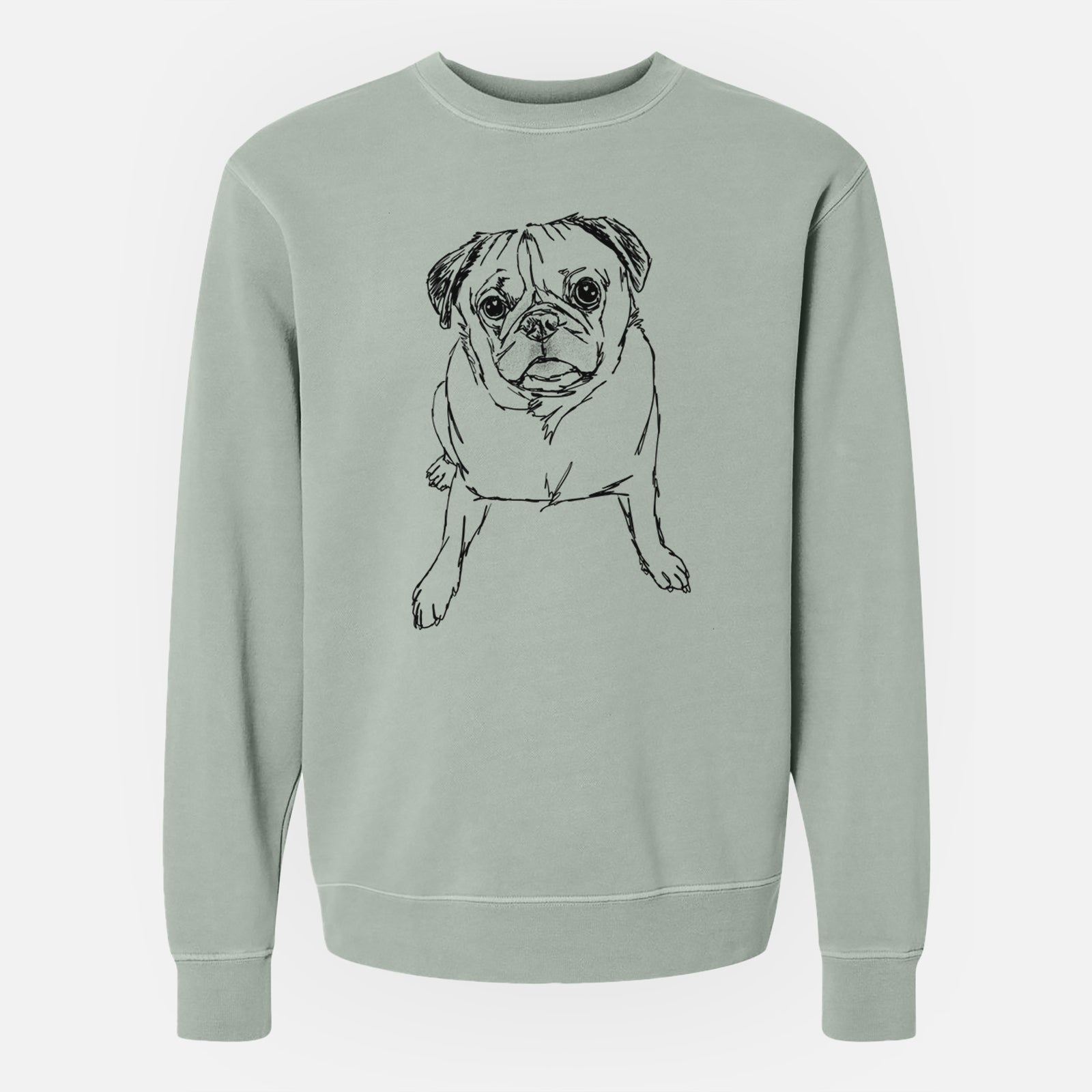 Doodled Bugsy the Pug - Unisex Pigment Dyed Crew Sweatshirt