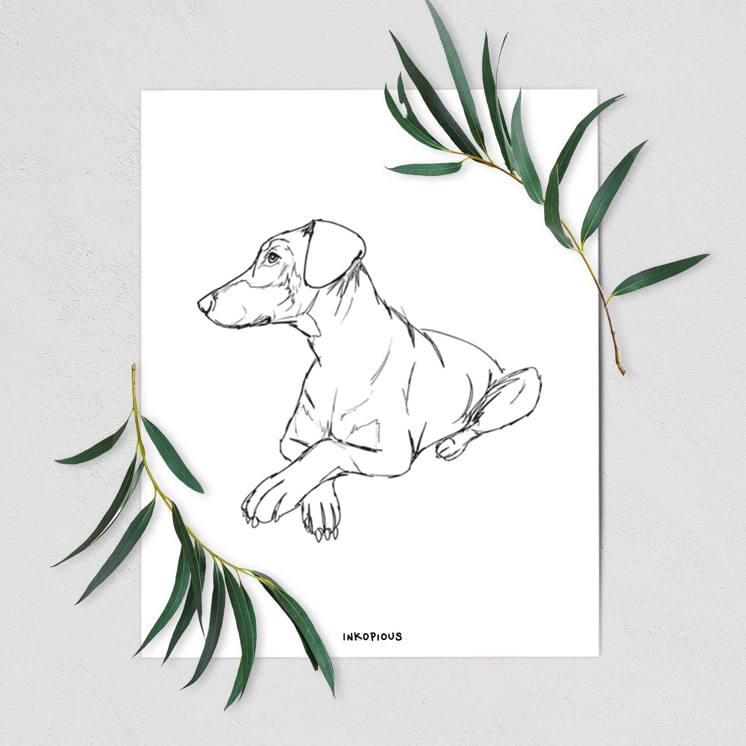 Doodled Caesar the Doberman Pinscher Art Print