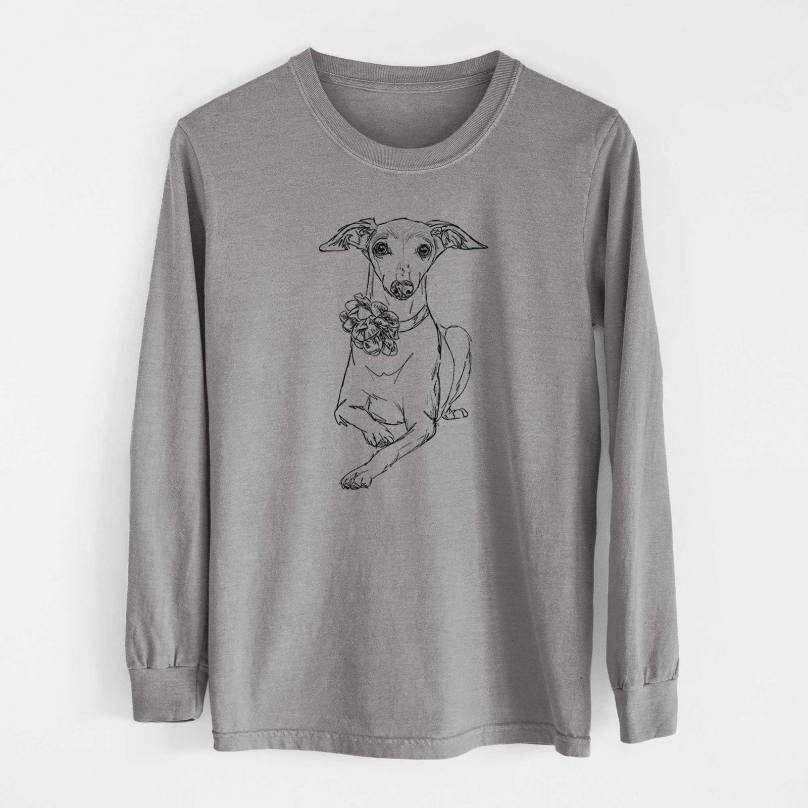 Doodled Cashie the Italian Greyhound - Heavyweight 100% Cotton Long Sleeve