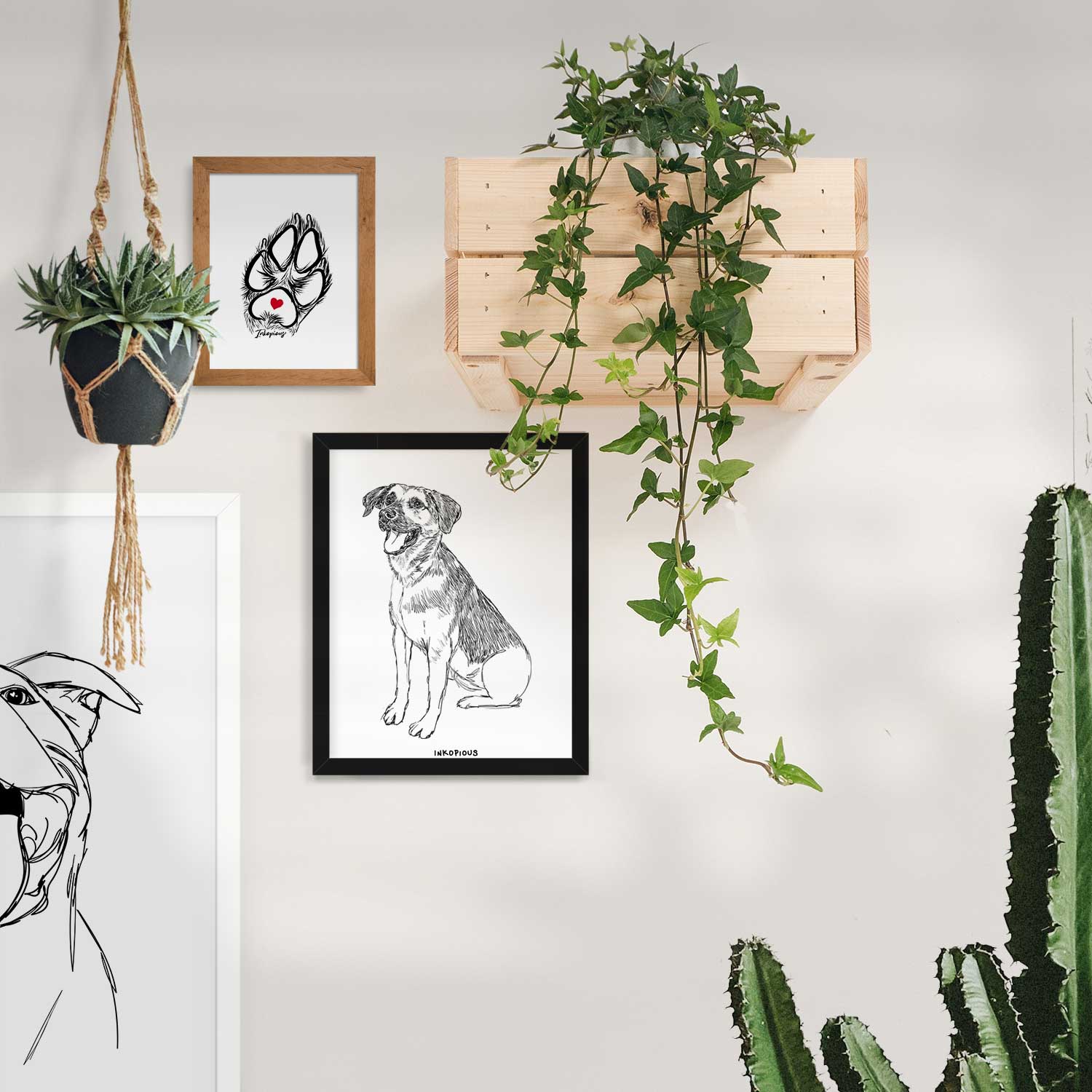 Doodled Caymus the Shepherd Mix Art Print