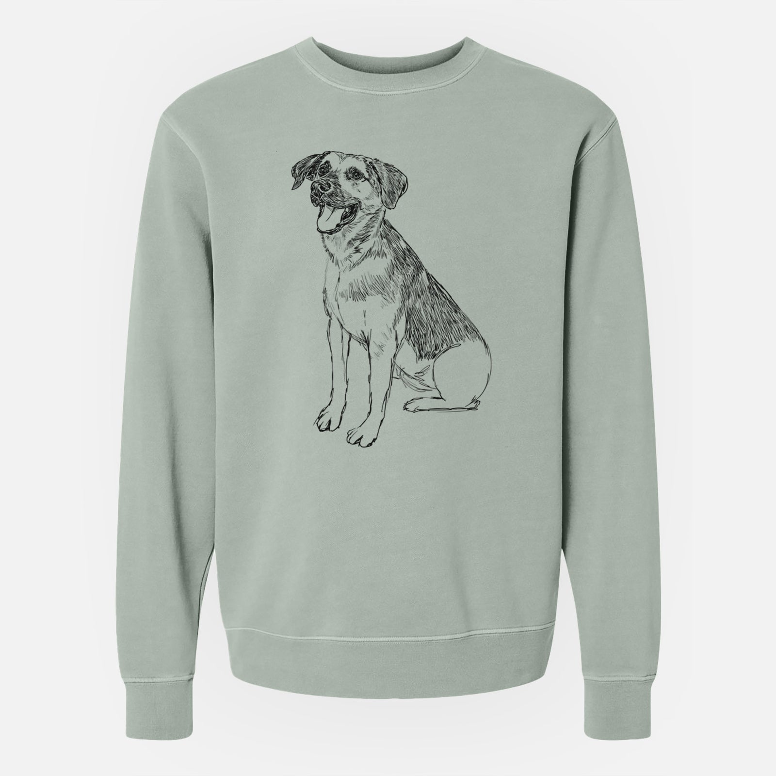 Doodled Caymus the Shepherd Mix - Unisex Pigment Dyed Crew Sweatshirt