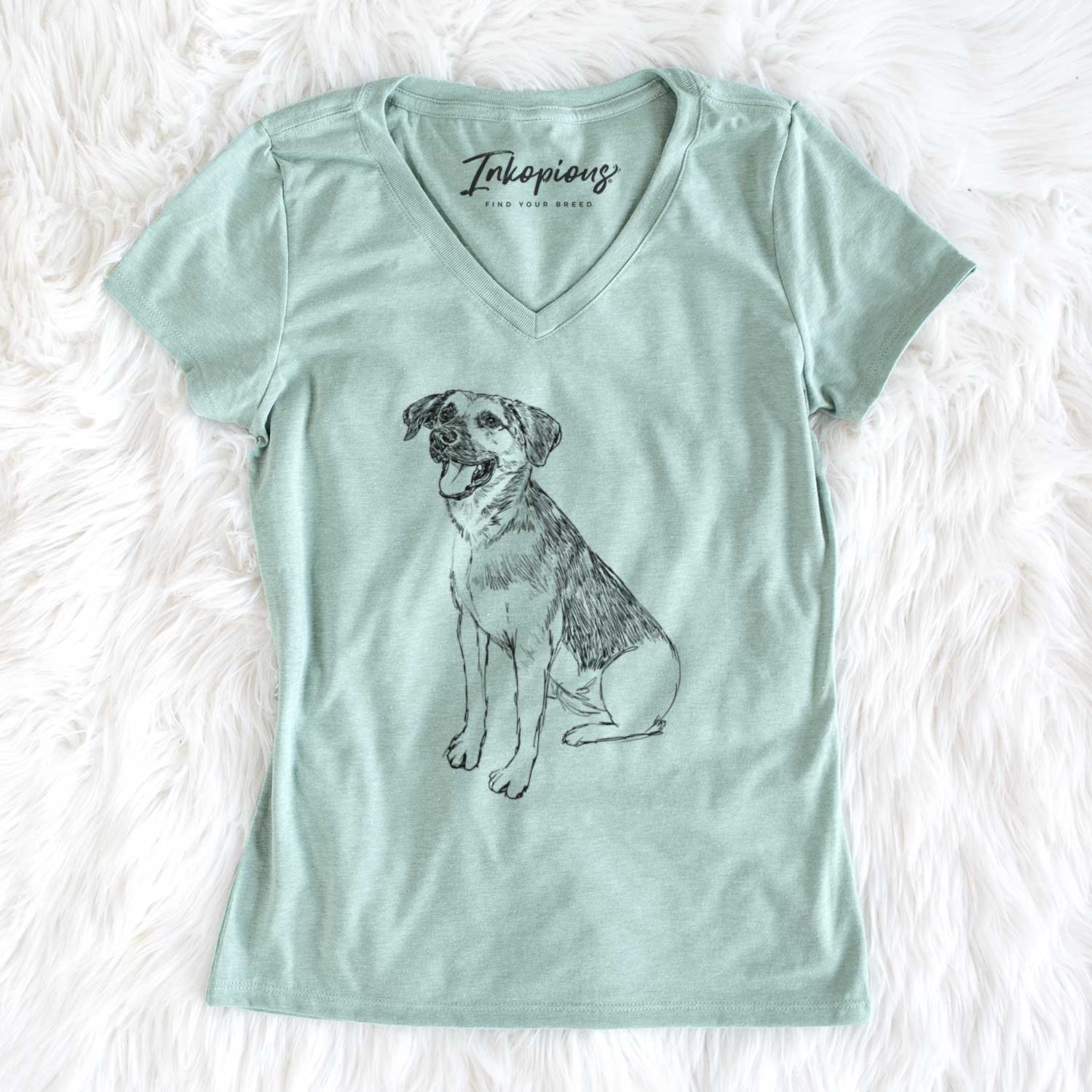 Doodled Caymus the Shepherd Mix - Women's V-neck Shirt