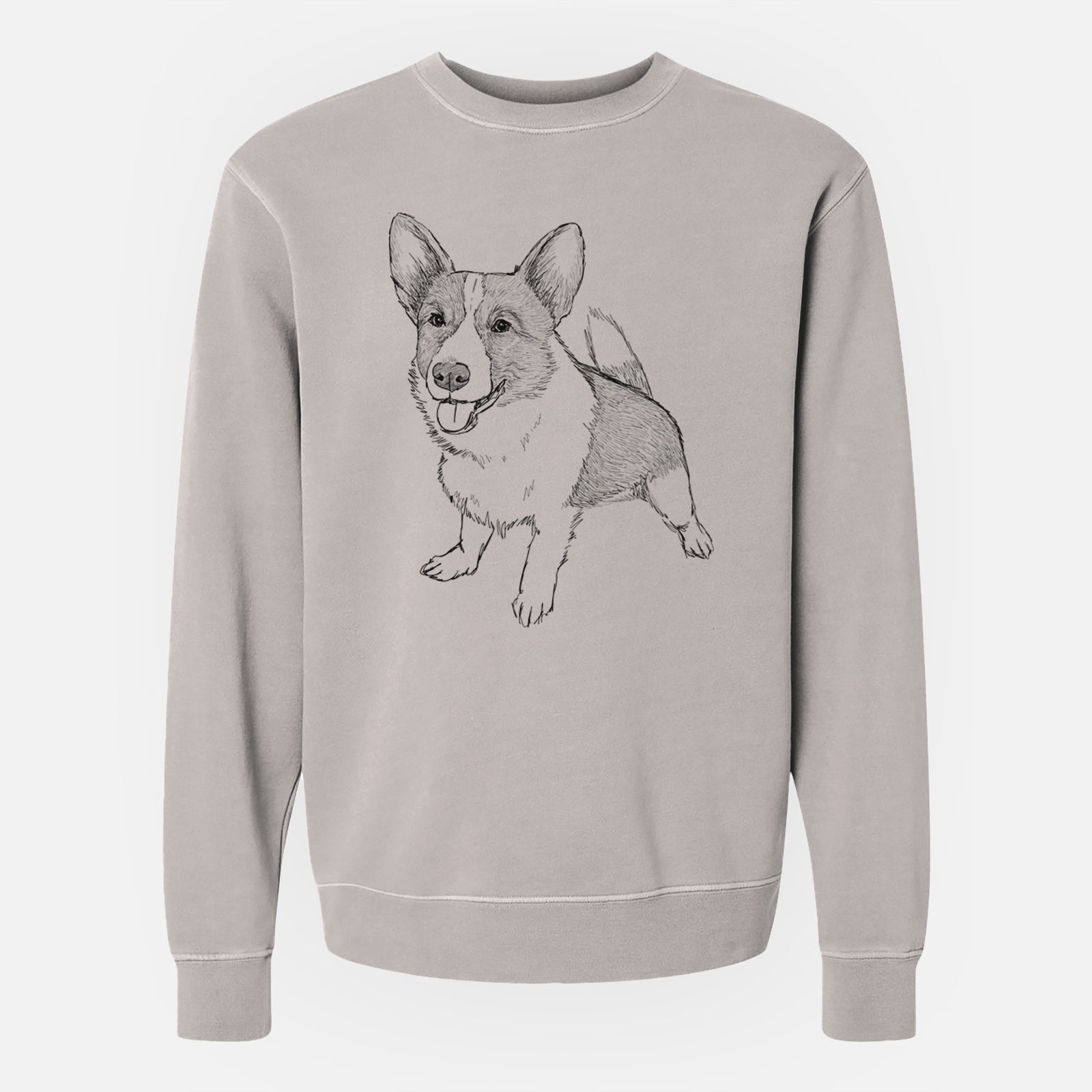 Doodled Chapito the Corgi - Unisex Pigment Dyed Crew Sweatshirt